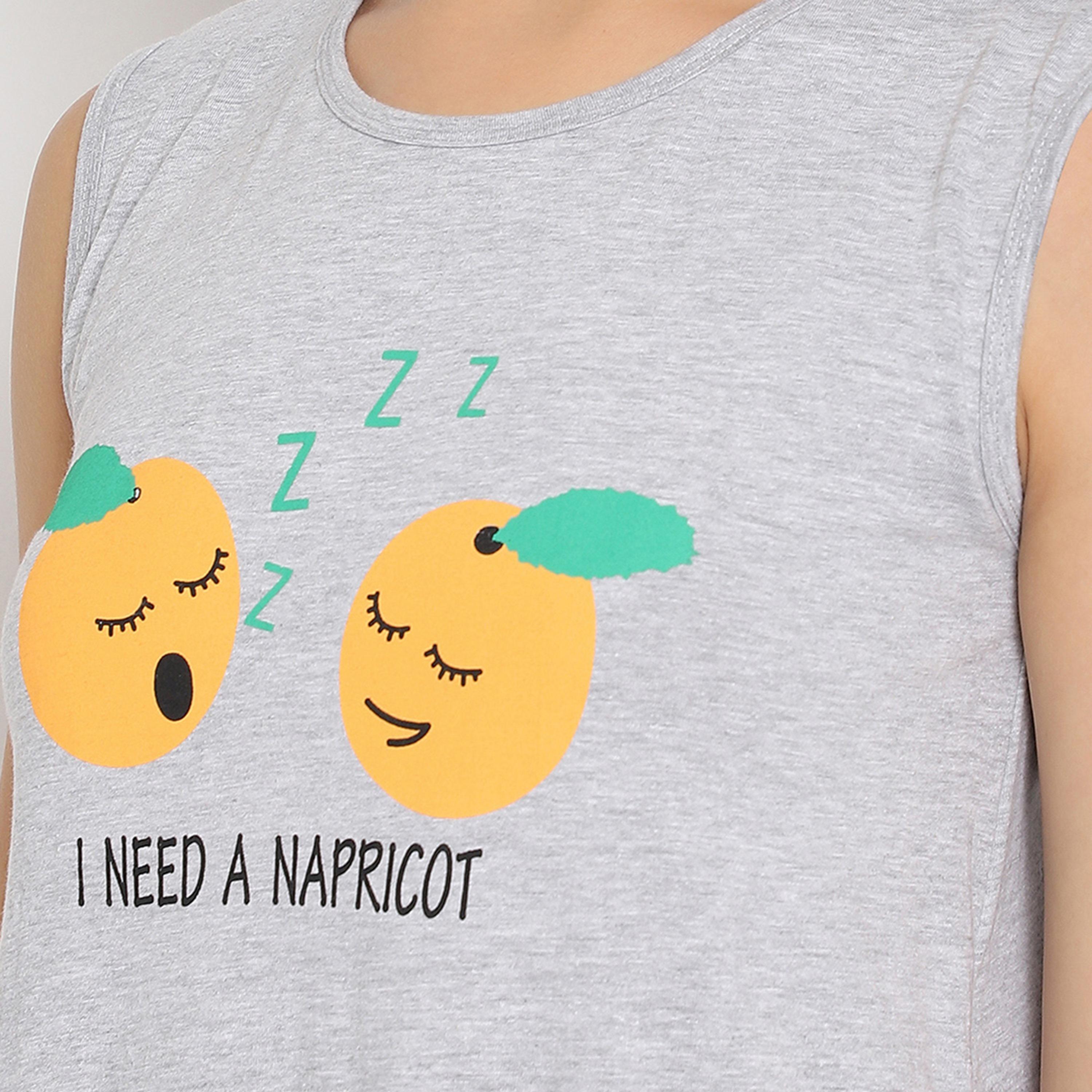 Clovia Emoji Print Women's Short Night Dress in Grey - Pure Cotton-women-clothing-nightwear-nighties-image-6
