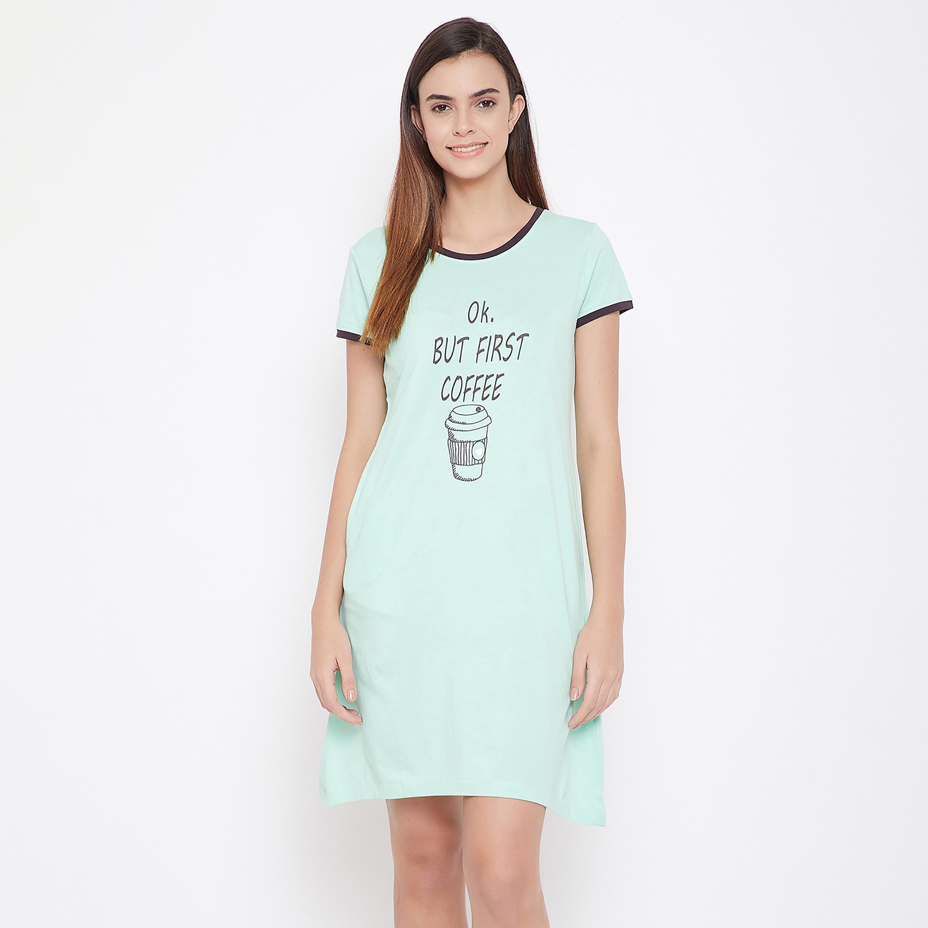 Clovia Printed Round Neck Night Dress-women-clothing-nightwear-nighties-image-2