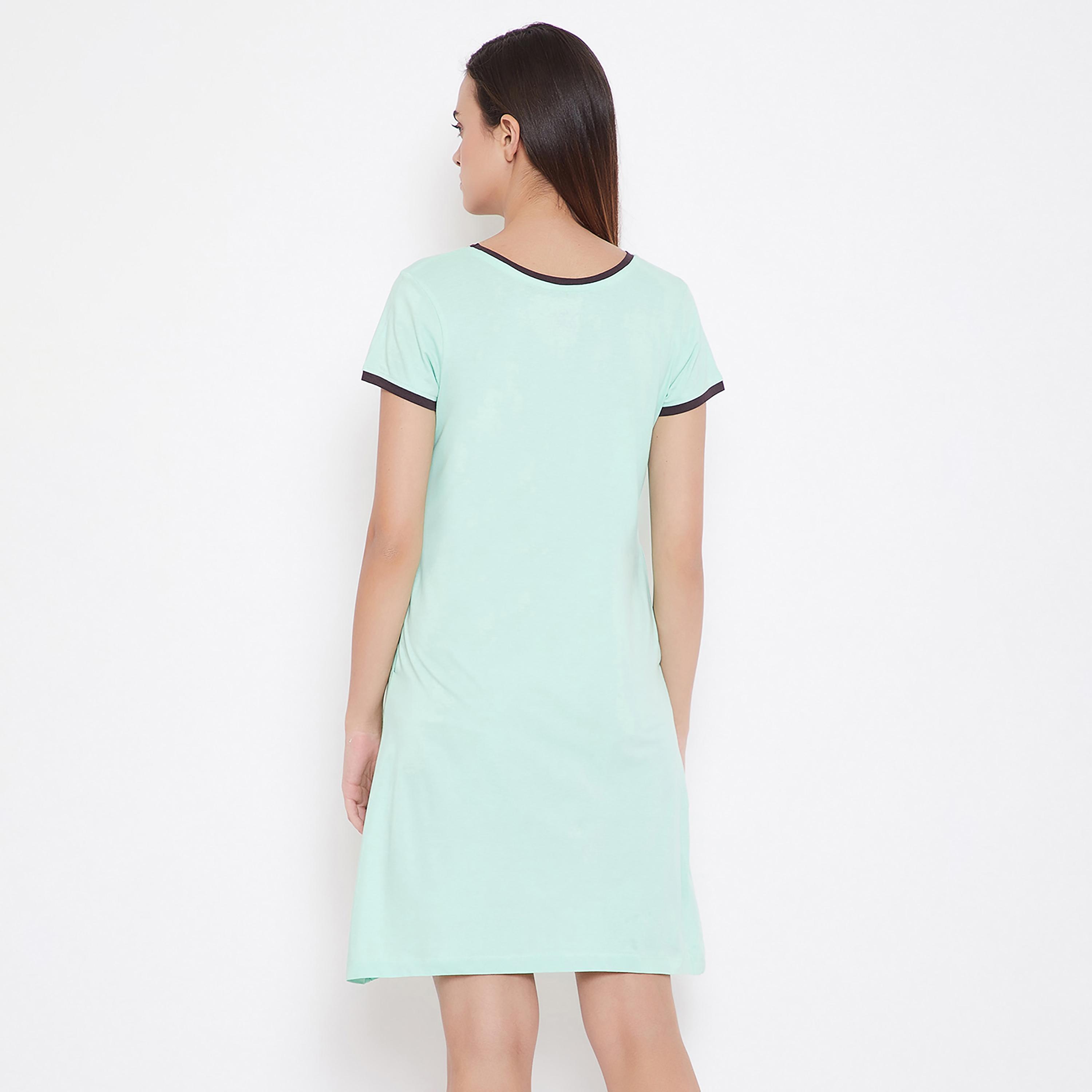 Clovia Printed Round Neck Night Dress-women-clothing-nightwear-nighties-image-5