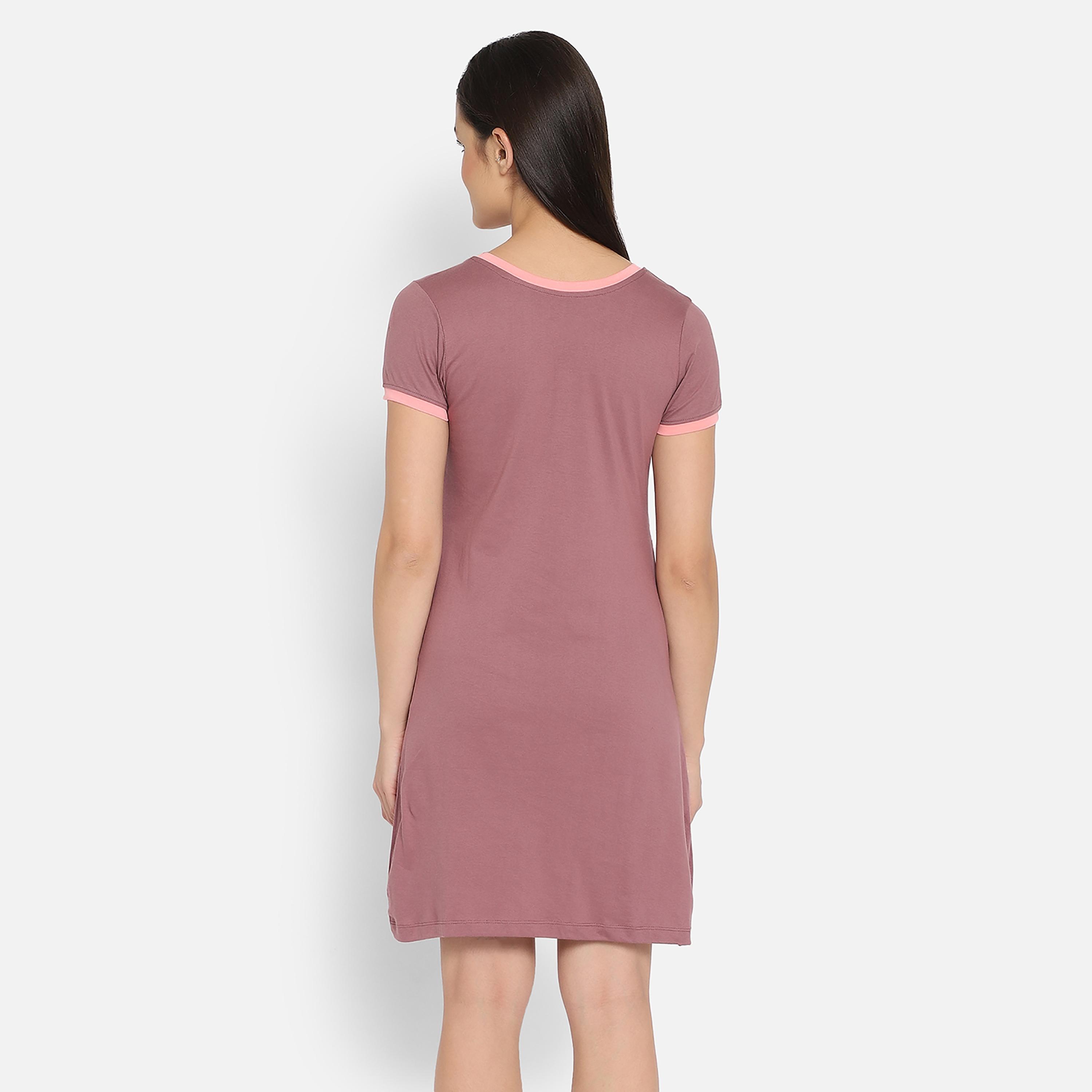 Clovia Printed Round Neck Night Dress-women-clothing-nightwear-nighties-image-5