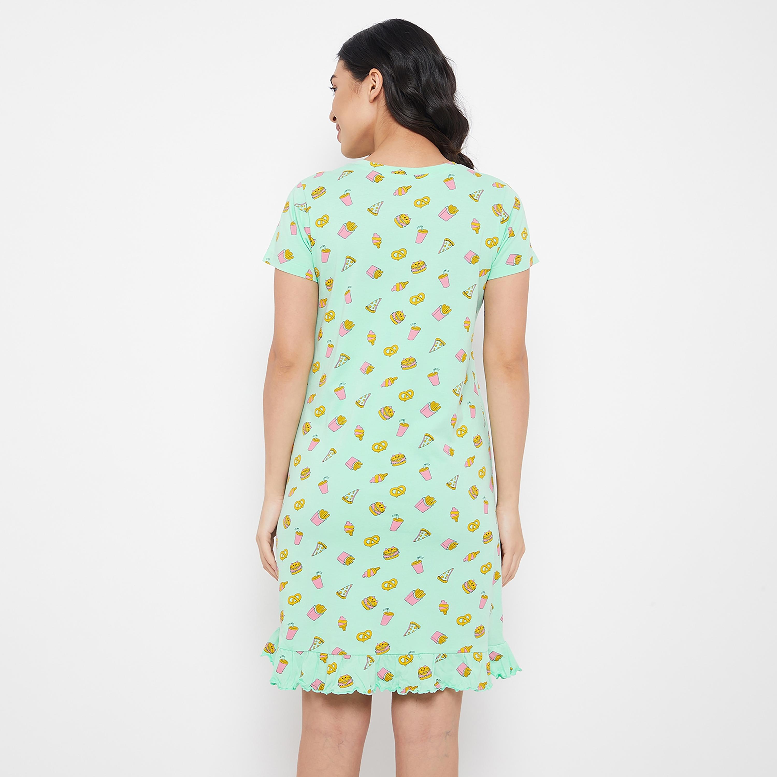 Clovia Printed Round Neck Night Dress-women-clothing-nightwear-nighties-image-5