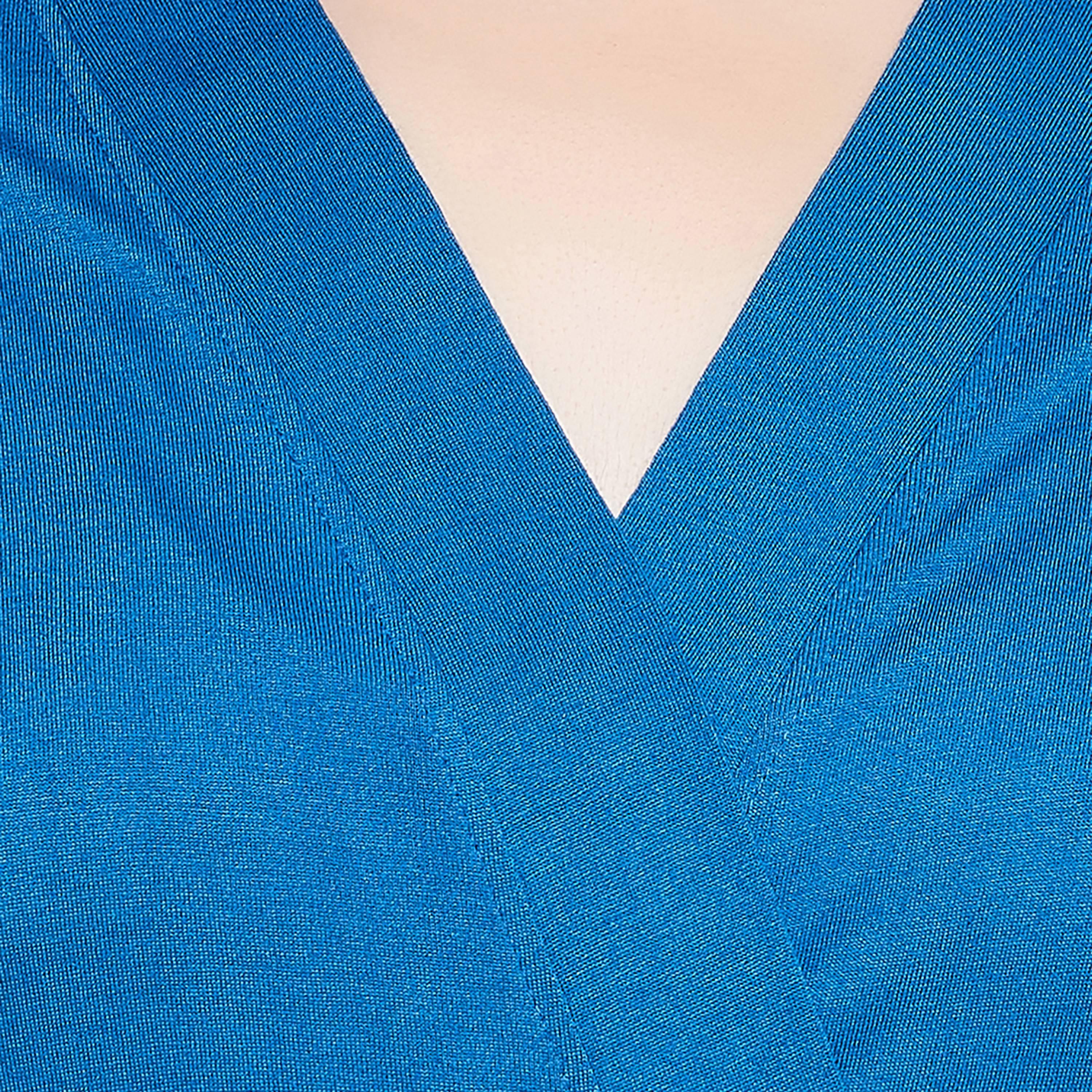 Clovia Chic Basic Women's Robe in Cobalt Blue - Viscose-women-clothing-nightwear-robes-image-6