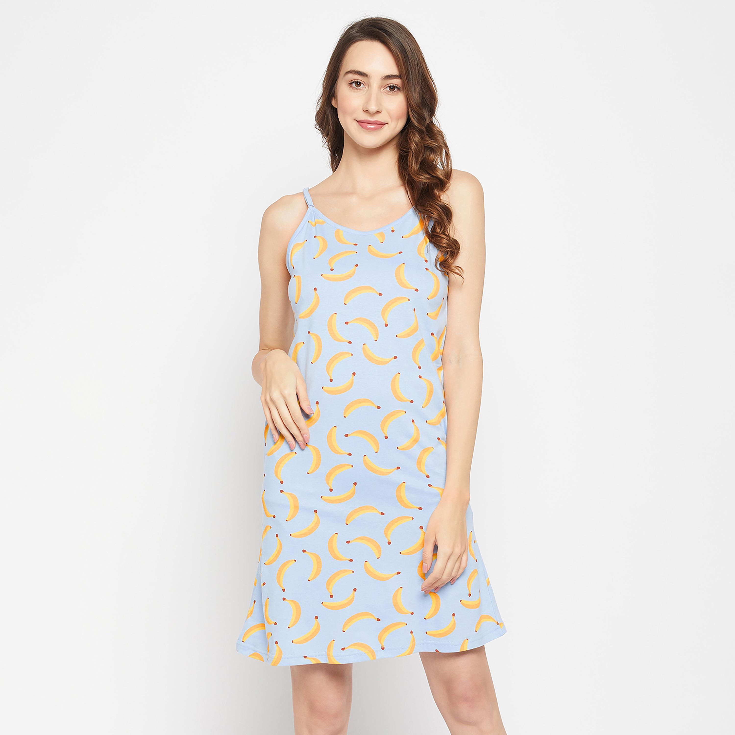 Clovia Printed Shoulder Strap Night Dress-women-clothing-nightwear-nighties-image-1