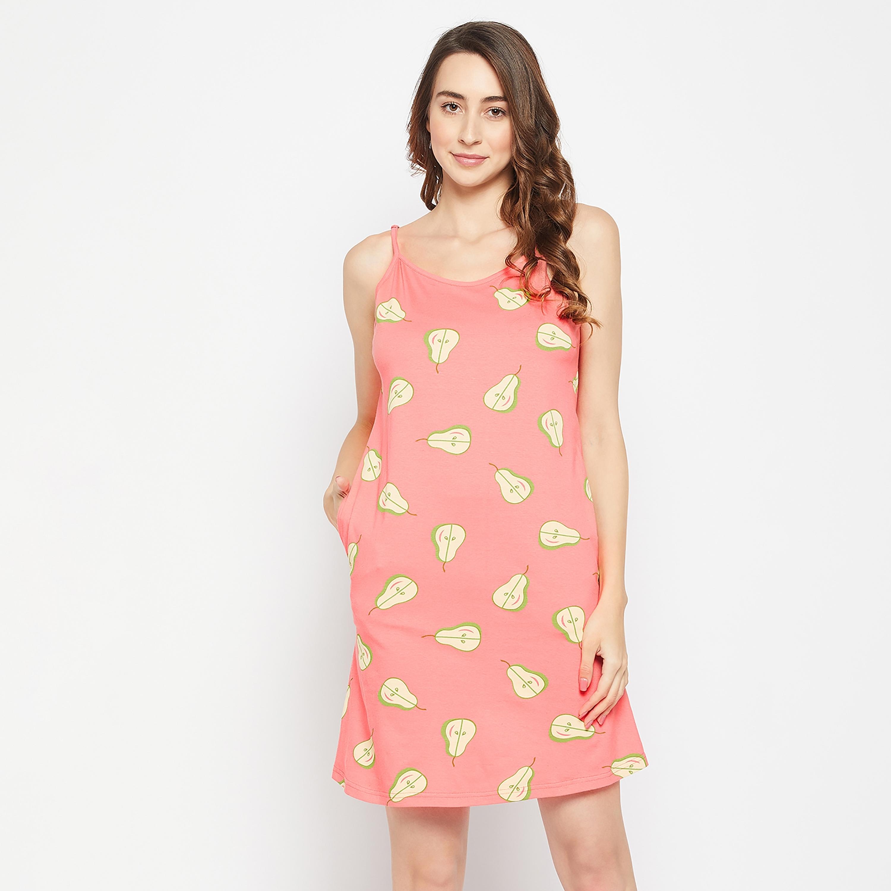 Clovia Printed Shoulder Strap Night Dress-women-clothing-nightwear-nighties-image-2
