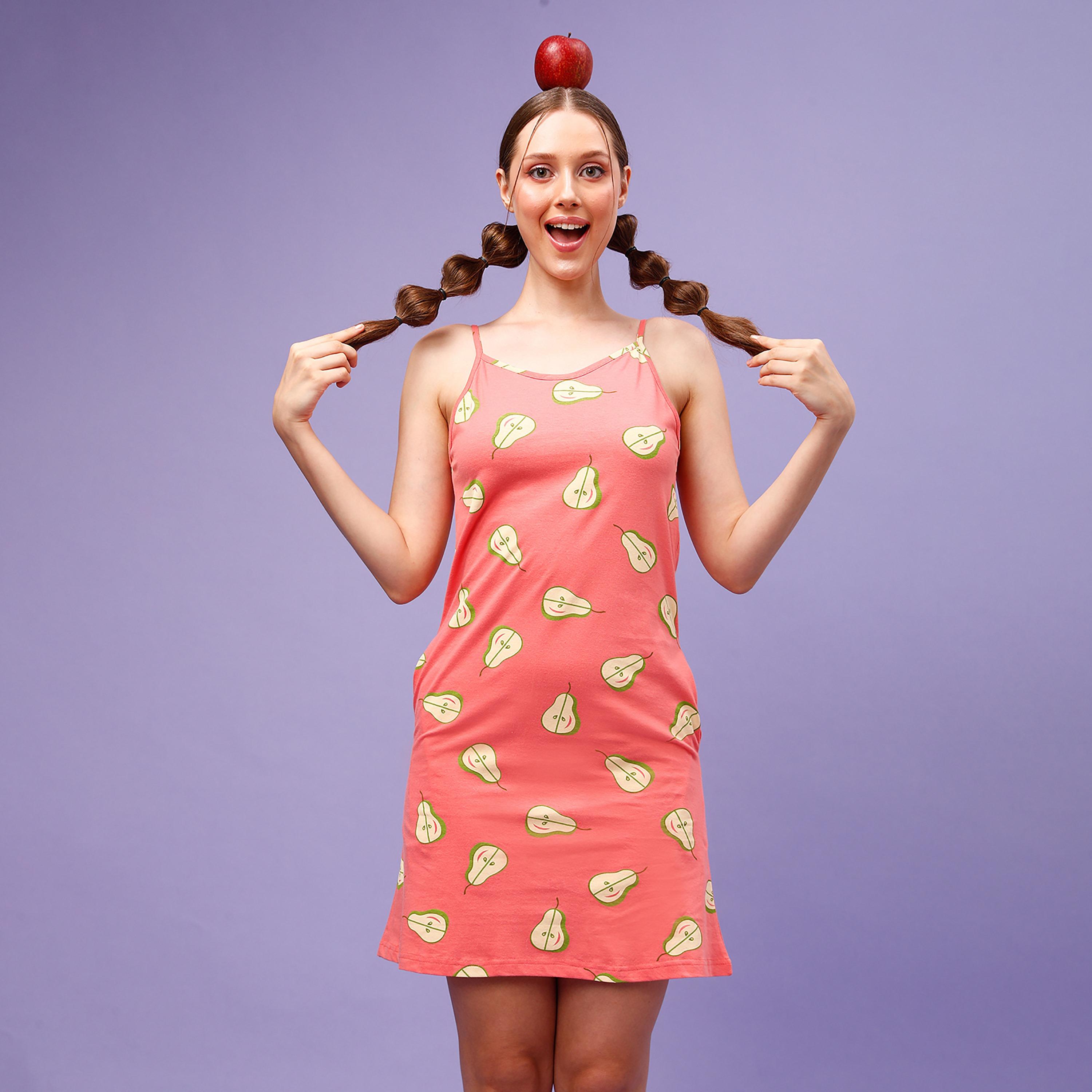 Clovia Printed Shoulder Strap Night Dress-women-clothing-nightwear-nighties-image-1