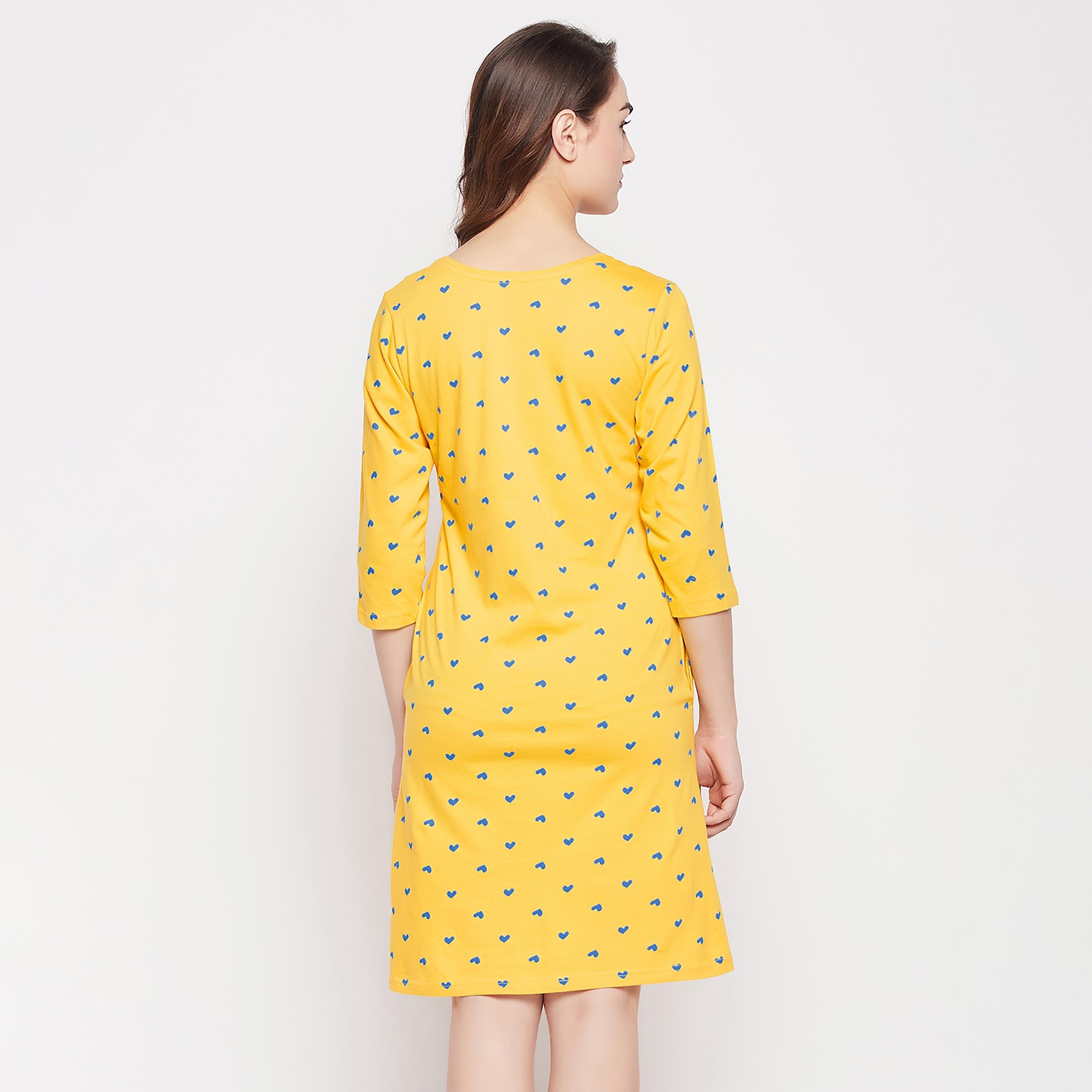 Clovia Printed Round Neck Knee Length Night Dress-women-clothing-nightwear-nighties-image-5