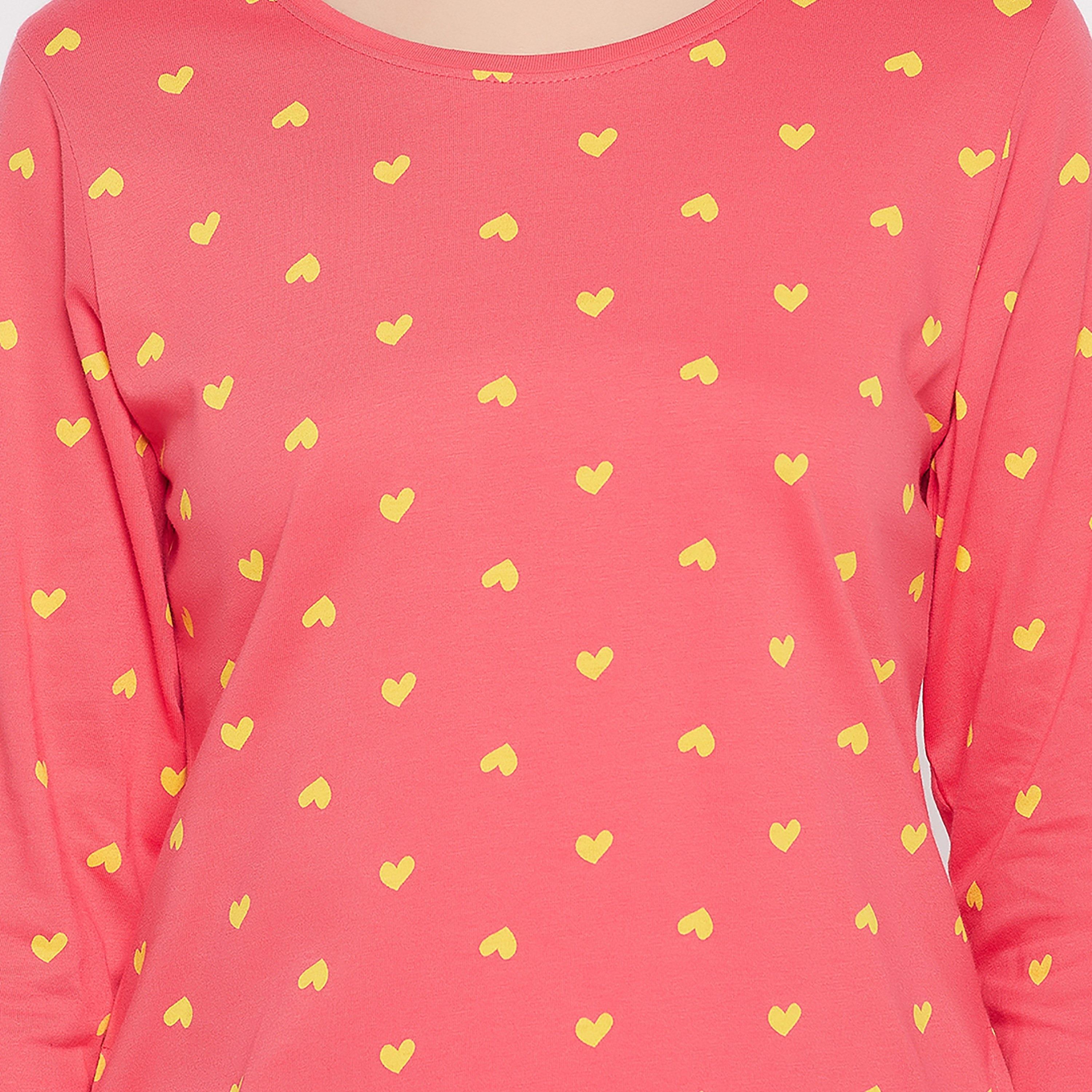 Clovia Printed Round Neck Knee Length Night Dress-women-clothing-nightwear-nighties-image-4
