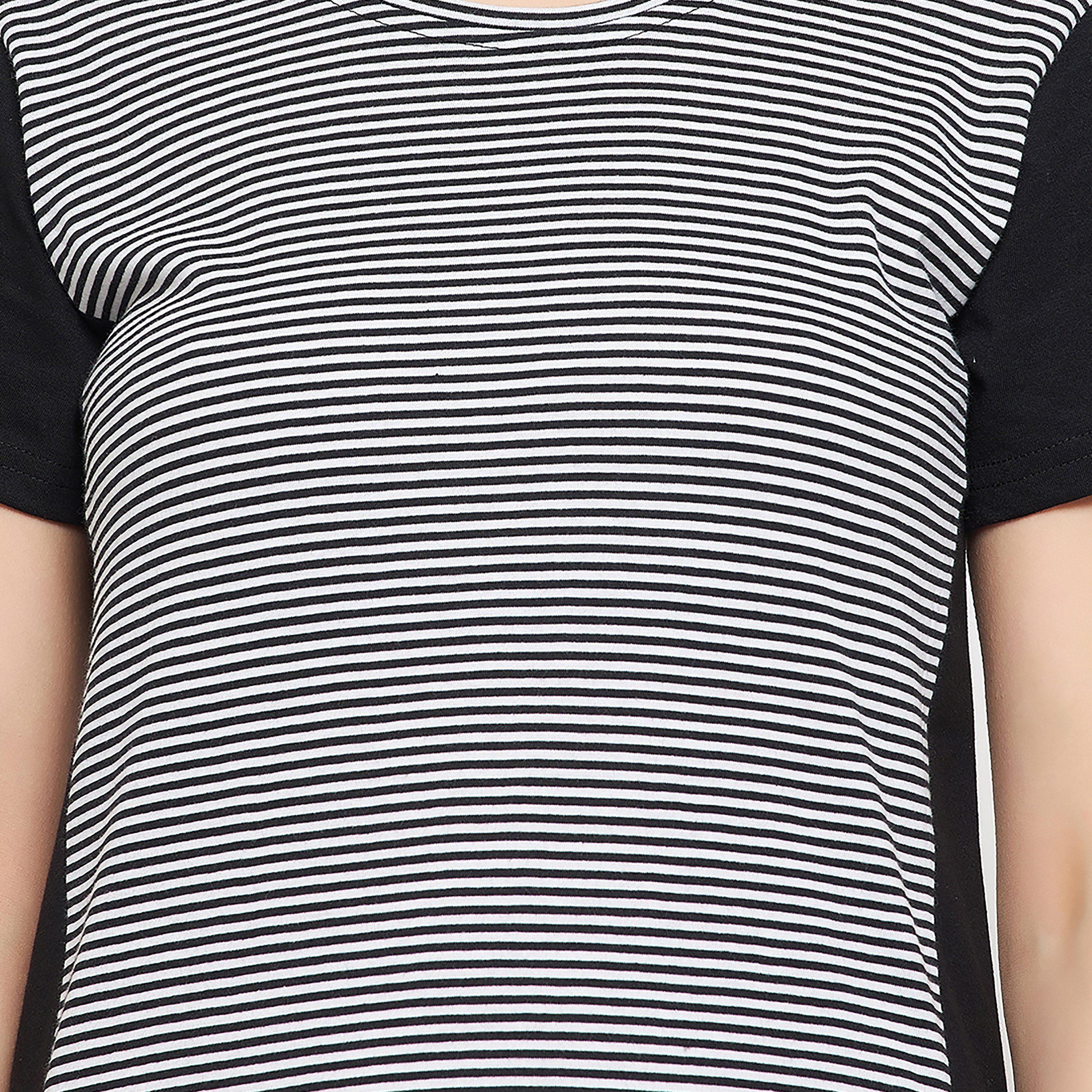 Clovia Stripes Round Neck Knee Length Night Dress-women-clothing-nightwear-nighties-image-4