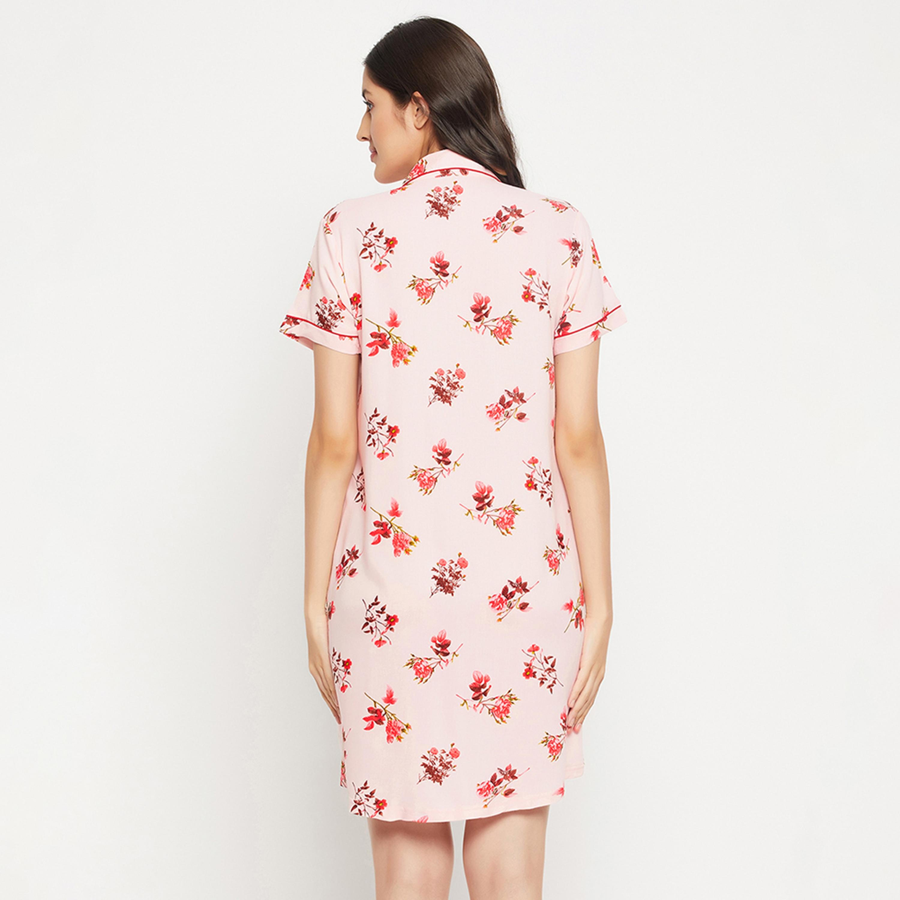 قميص نوم "بريتي فلورالز" - ريون وردي فاتح من كلوفيا-women-clothing-nightwear-nighties-image-5