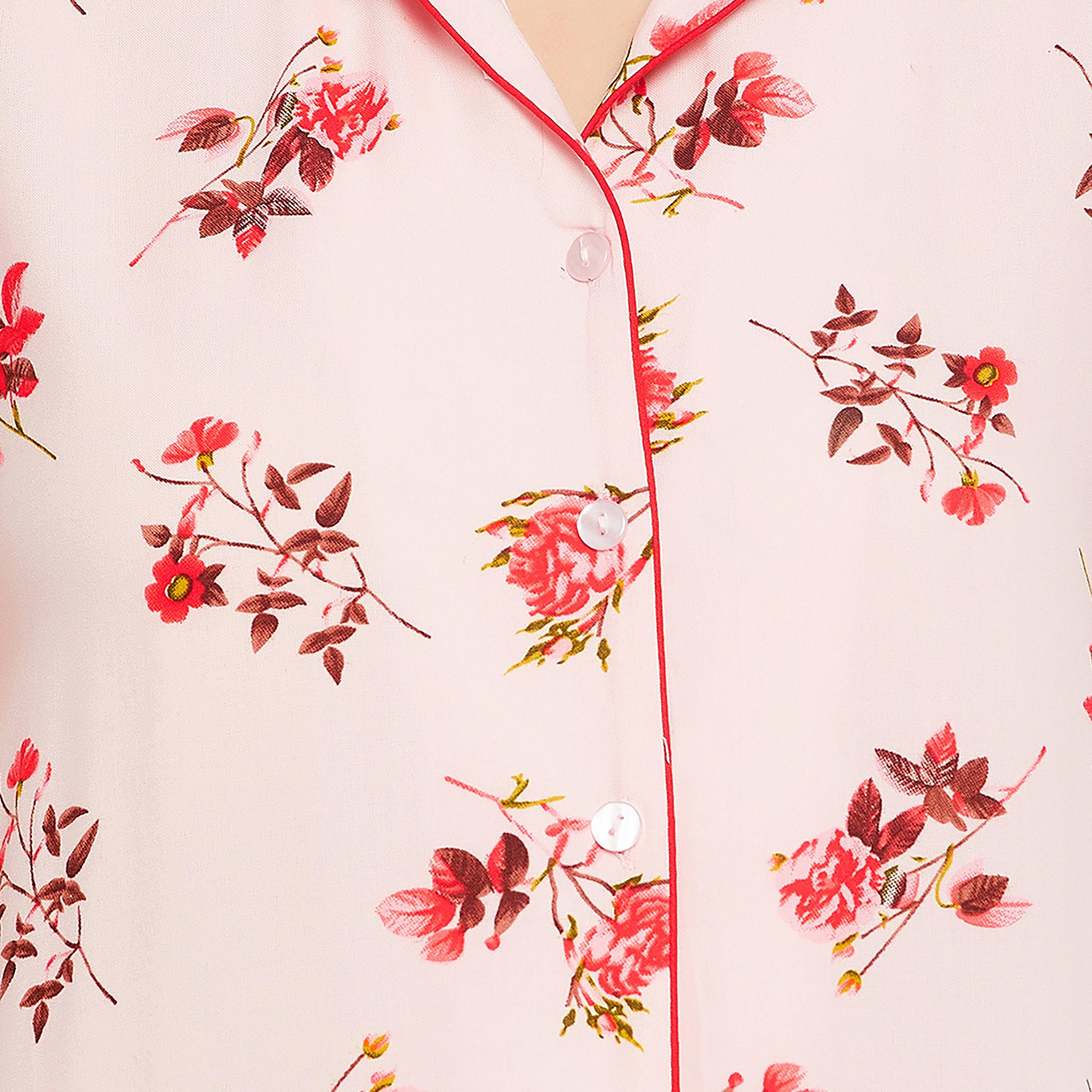 قميص نوم "بريتي فلورالز" - ريون وردي فاتح من كلوفيا-women-clothing-nightwear-nighties-image-6