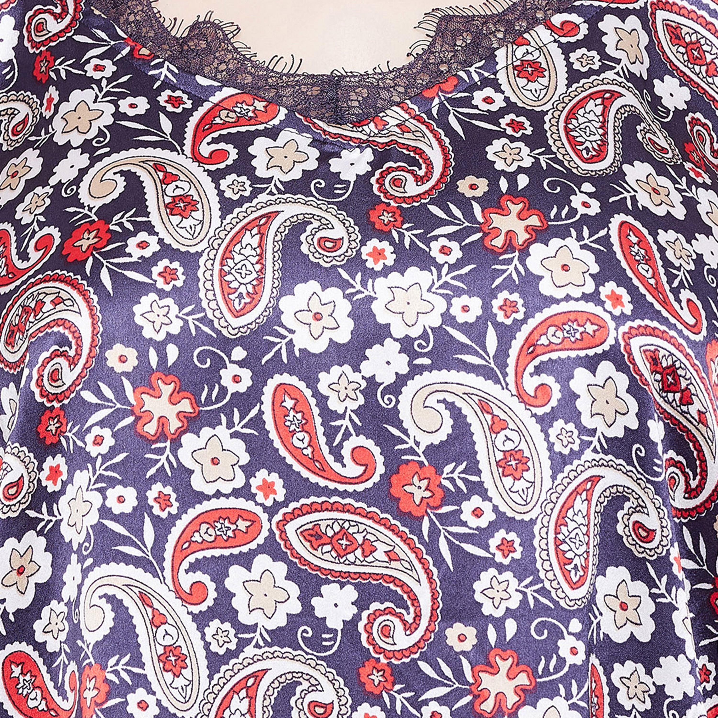طقم فستان نوم قصير بطبعة بيزلي وروب نسائي باللون الأزرق الداكن من كلوفيا - ساتان-women-clothing-nightwear-robes-image-8