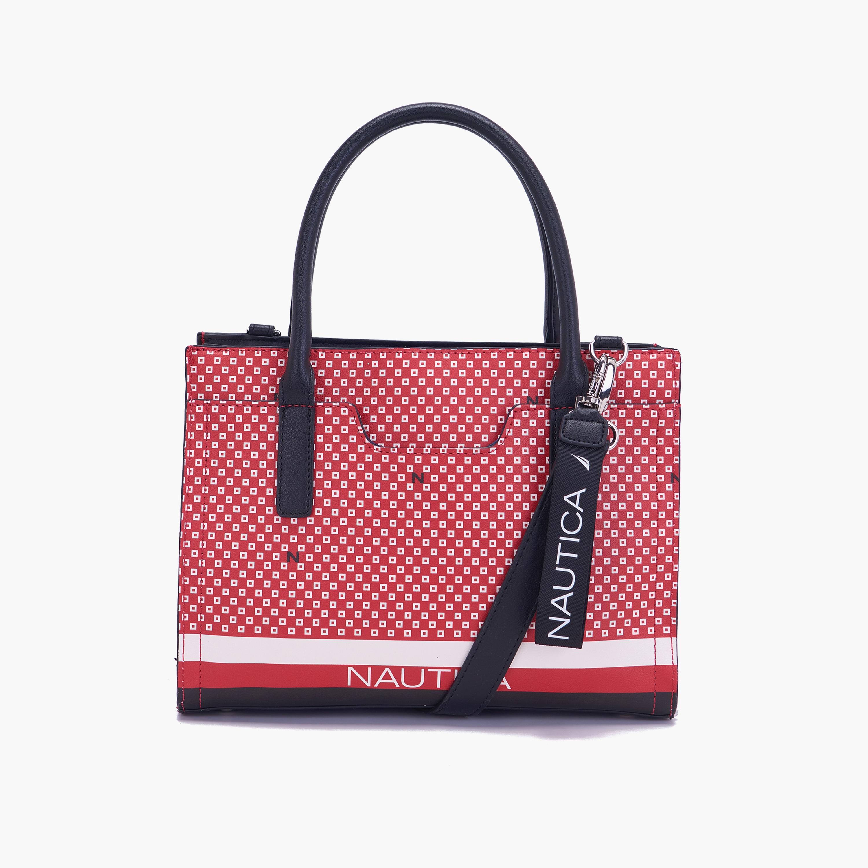 Nautica Printed Top Handle Tote Bag with Detachable Strap