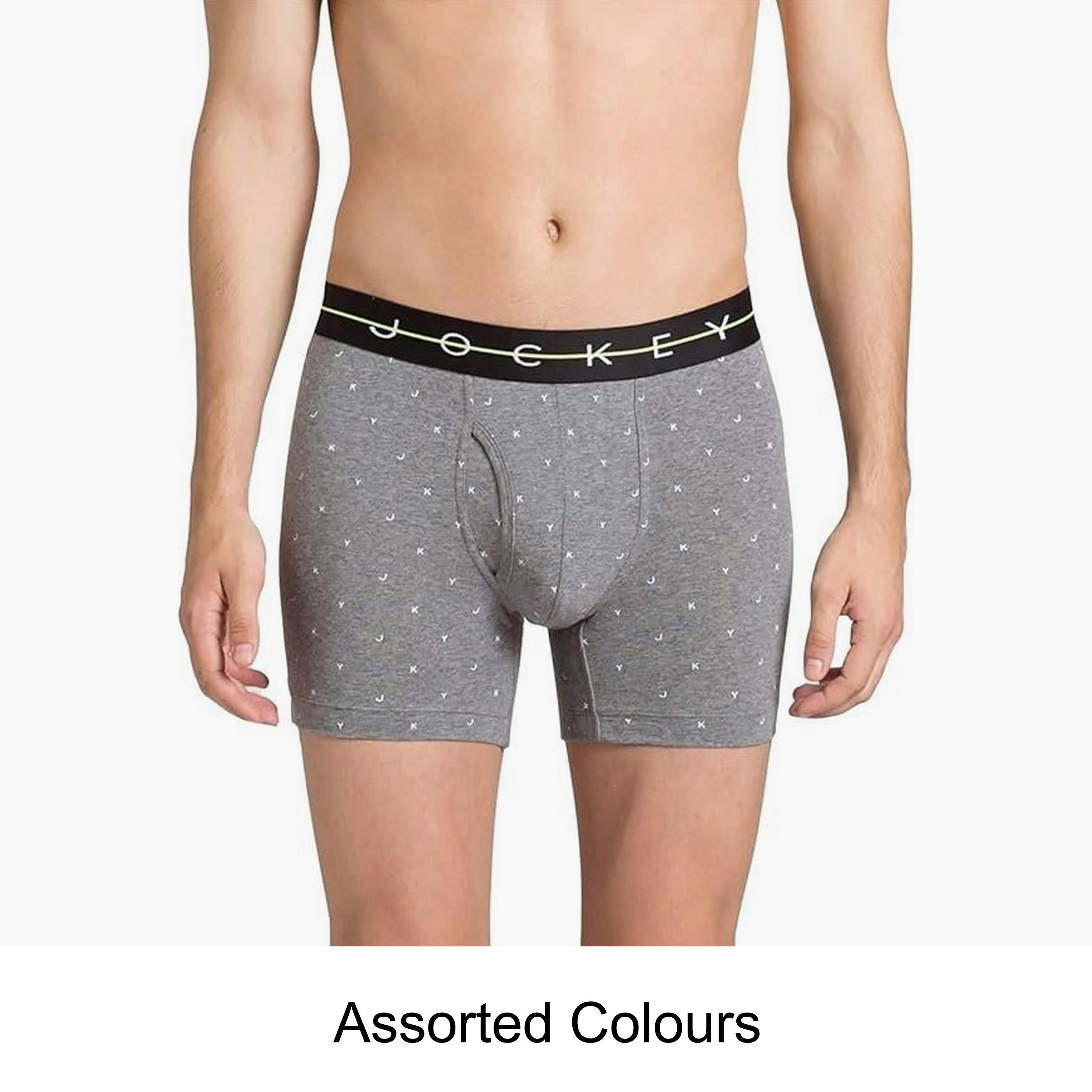 Jockey Assorted Brand Print Waistband Men's Boxer Briefs-men-clothing-innerwear-underwear-image-1