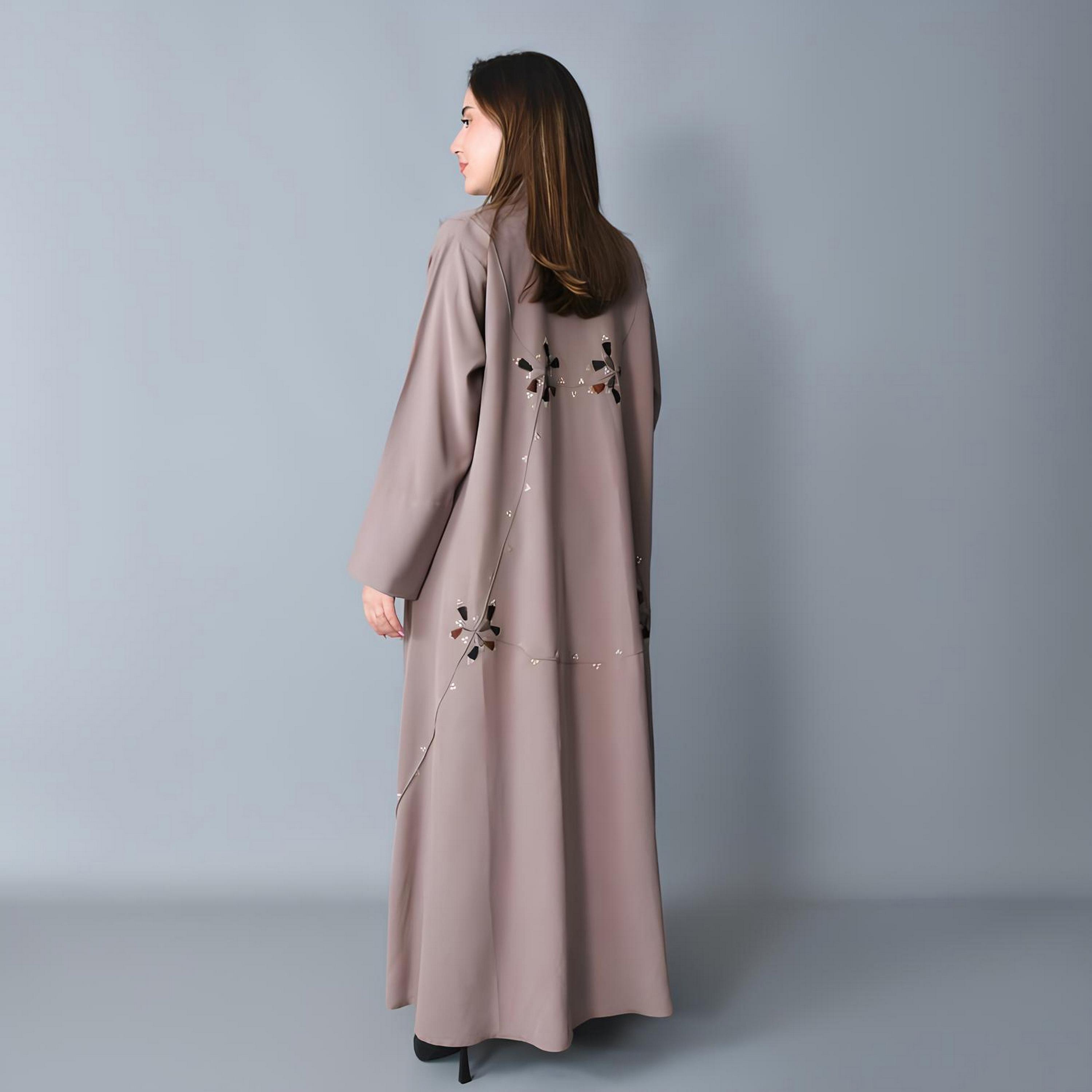 Hawraa Embroidered Linen Women's Evening Fluid Cut Abaya-women-arabicclothing-abayas-image-5