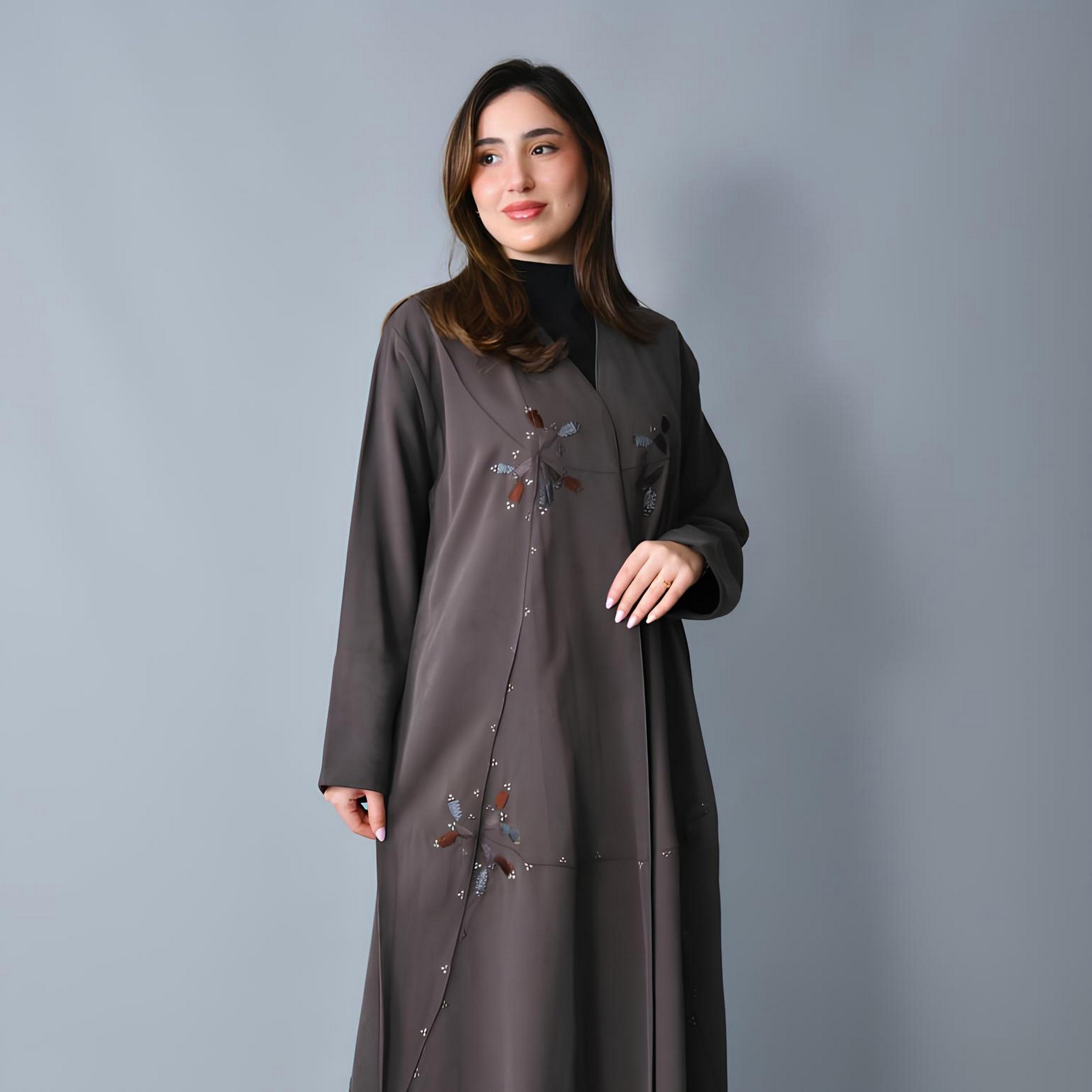 عباية سهرة بقصة "فلود" كتان مطرزة نسائية من حوراء-women-arabicclothing-abayas-image-2