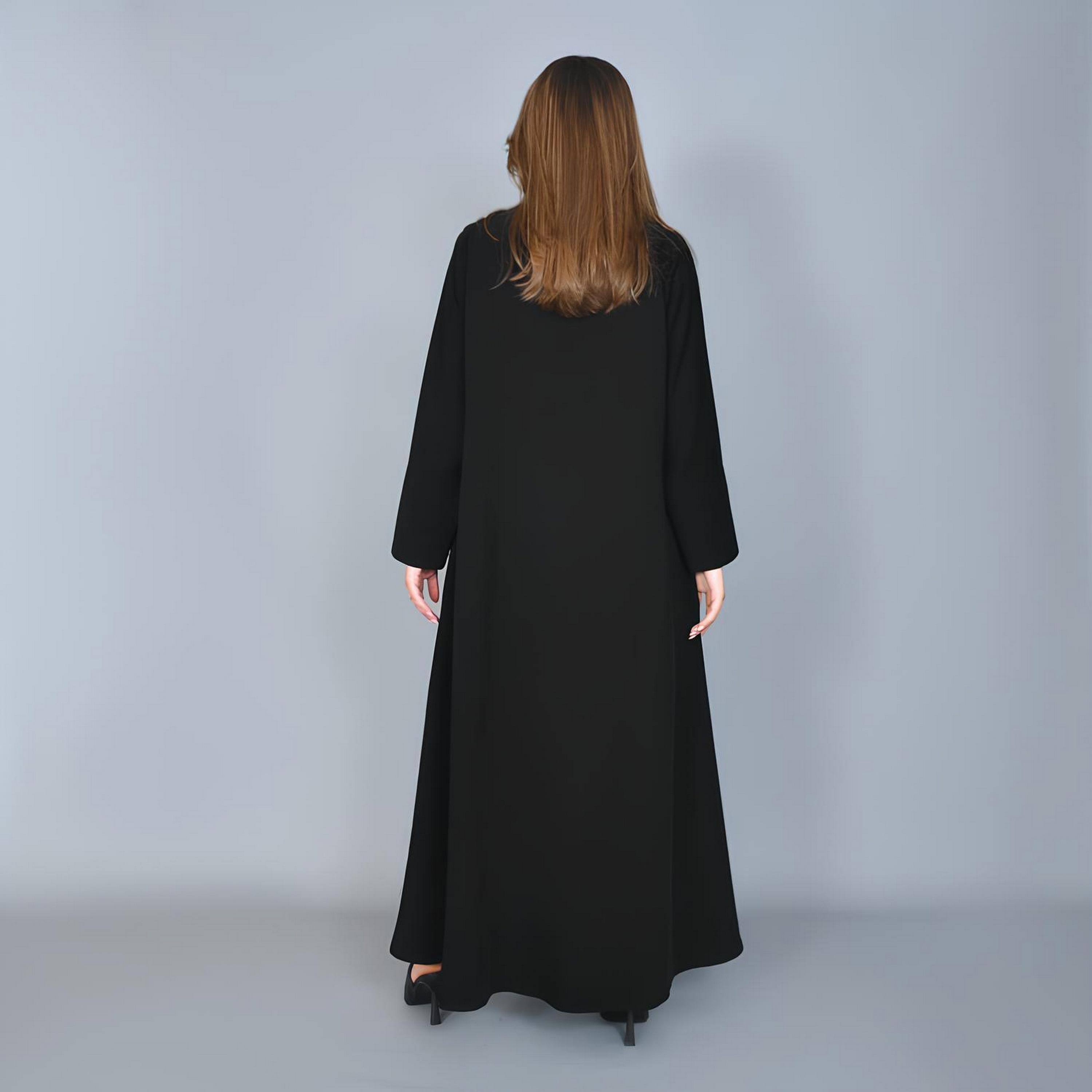 Hawraa Black Beaded Velvet Women's Abaya-women-arabicclothing-abayas-image-6