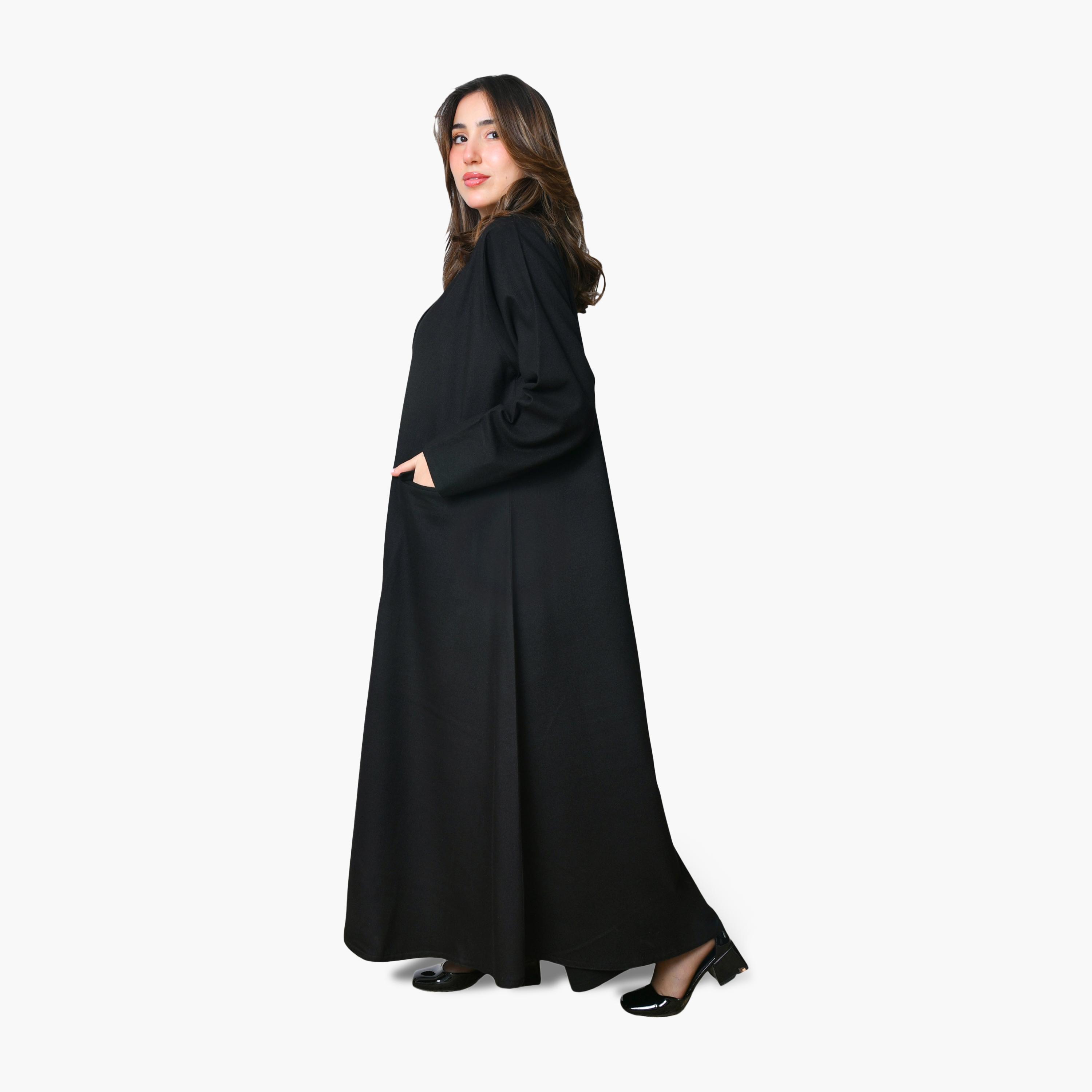 Oya Abaya Brown Dual Tone Linen Women's Abaya with Scarf-women-arabicclothing-abayas-image-6