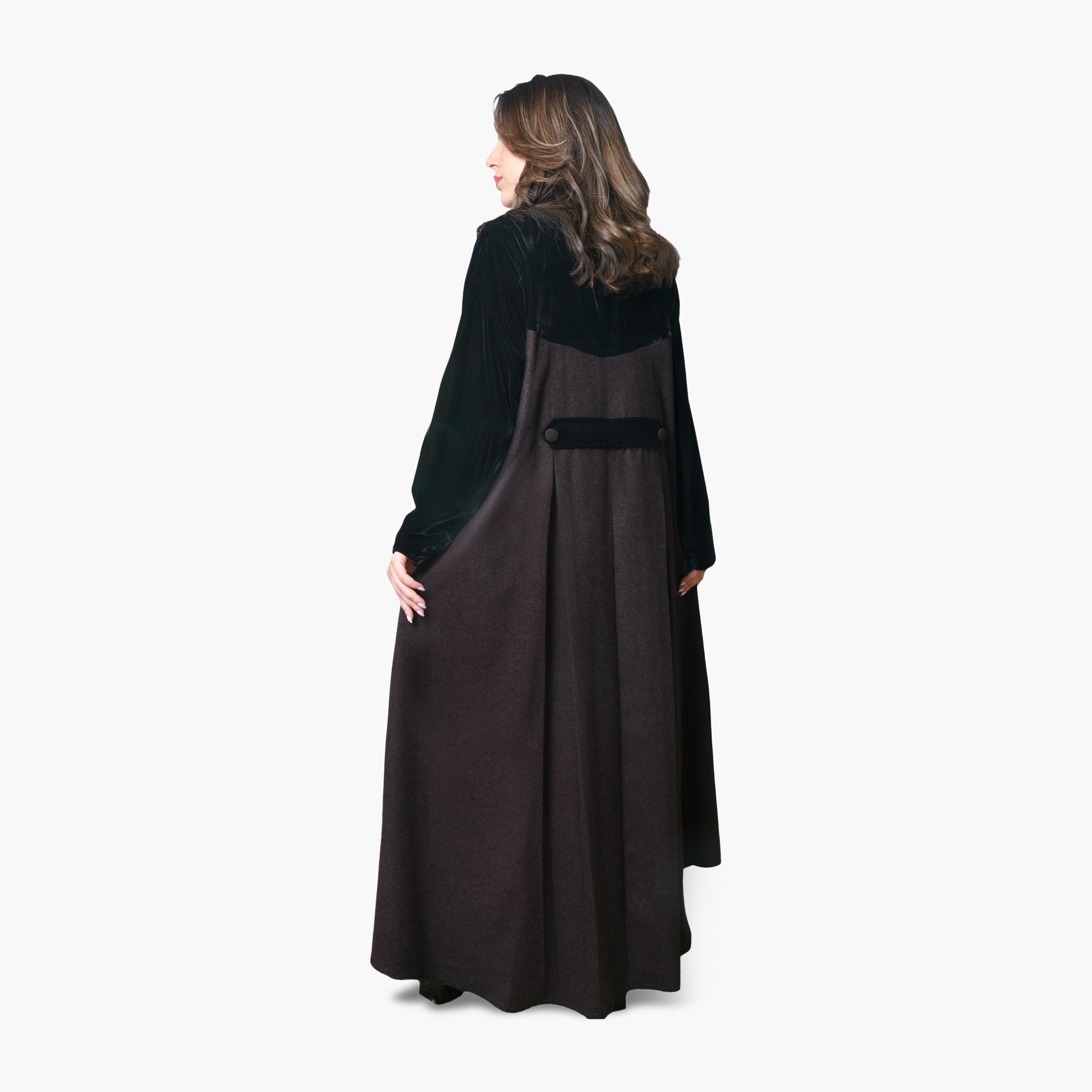 Oya Abaya Brown Dual Tone Velvet Women's Abaya-women-arabicclothing-abayas-image-4