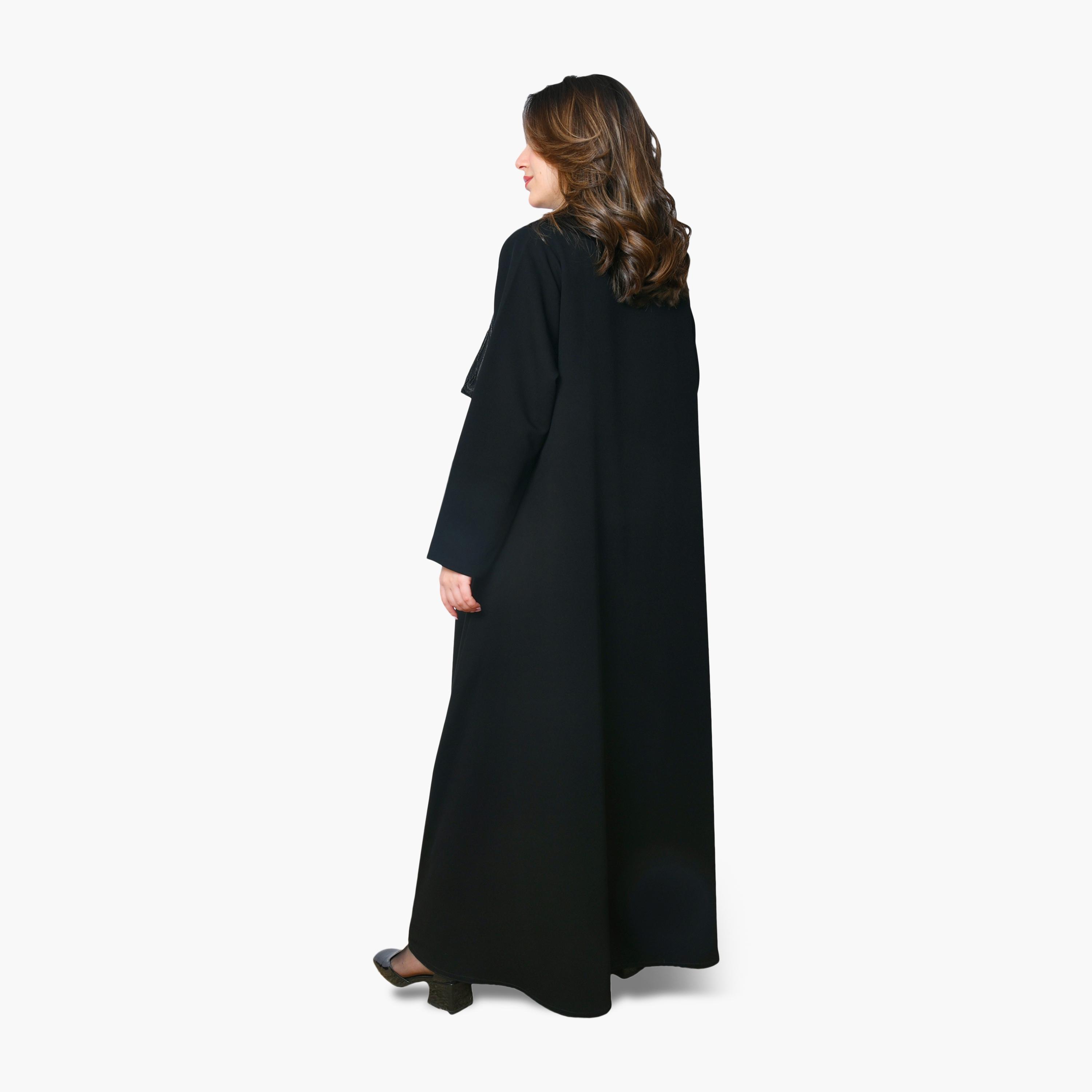 Oya Abaya Black Beaded & Sequined Velvet Women's Evening Abaya-women-arabicclothing-abayas-image-4