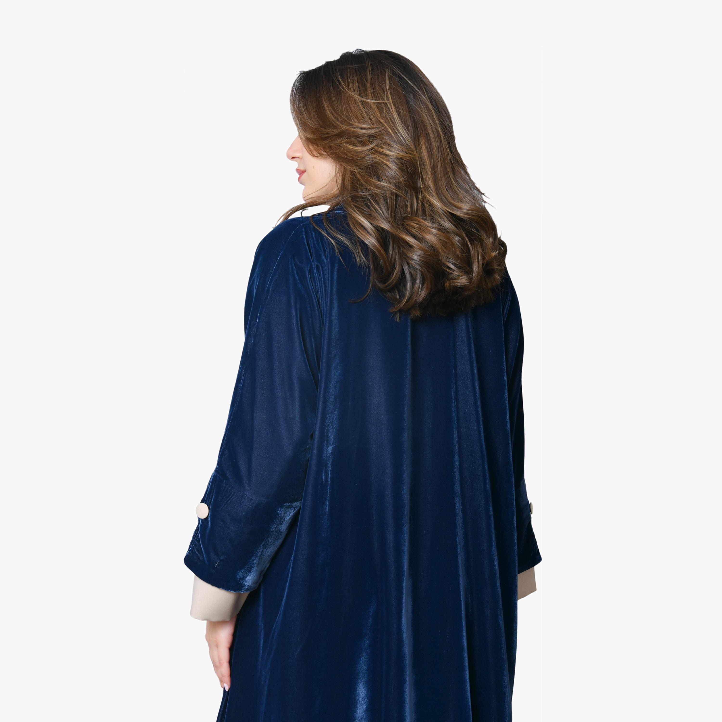 Oya Abaya Dual Tone Velvet Women's Formal Abaya-women-arabicclothing-abayas-image-4