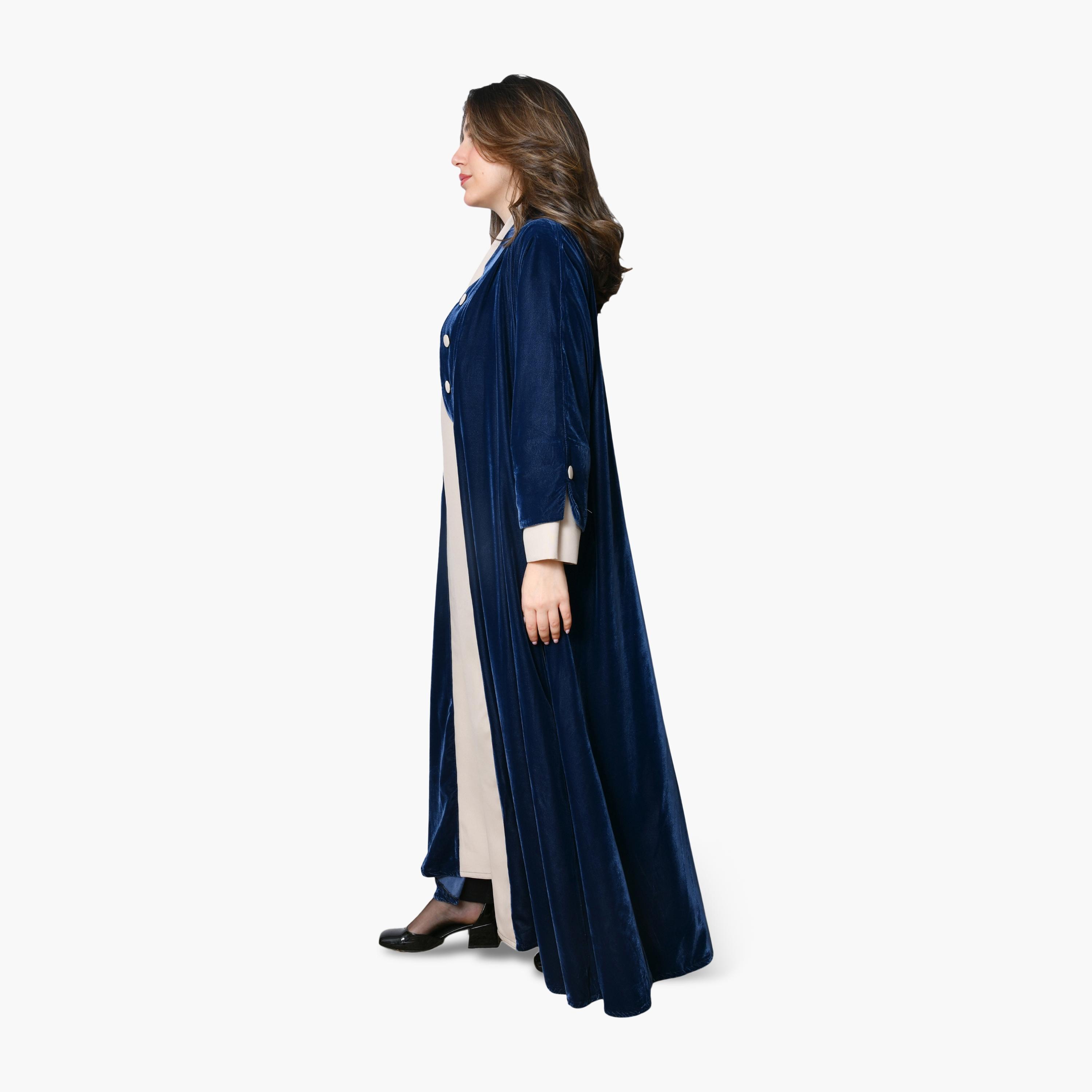 Oya Abaya Dual Tone Velvet Women's Formal Abaya-women-arabicclothing-abayas-image-5