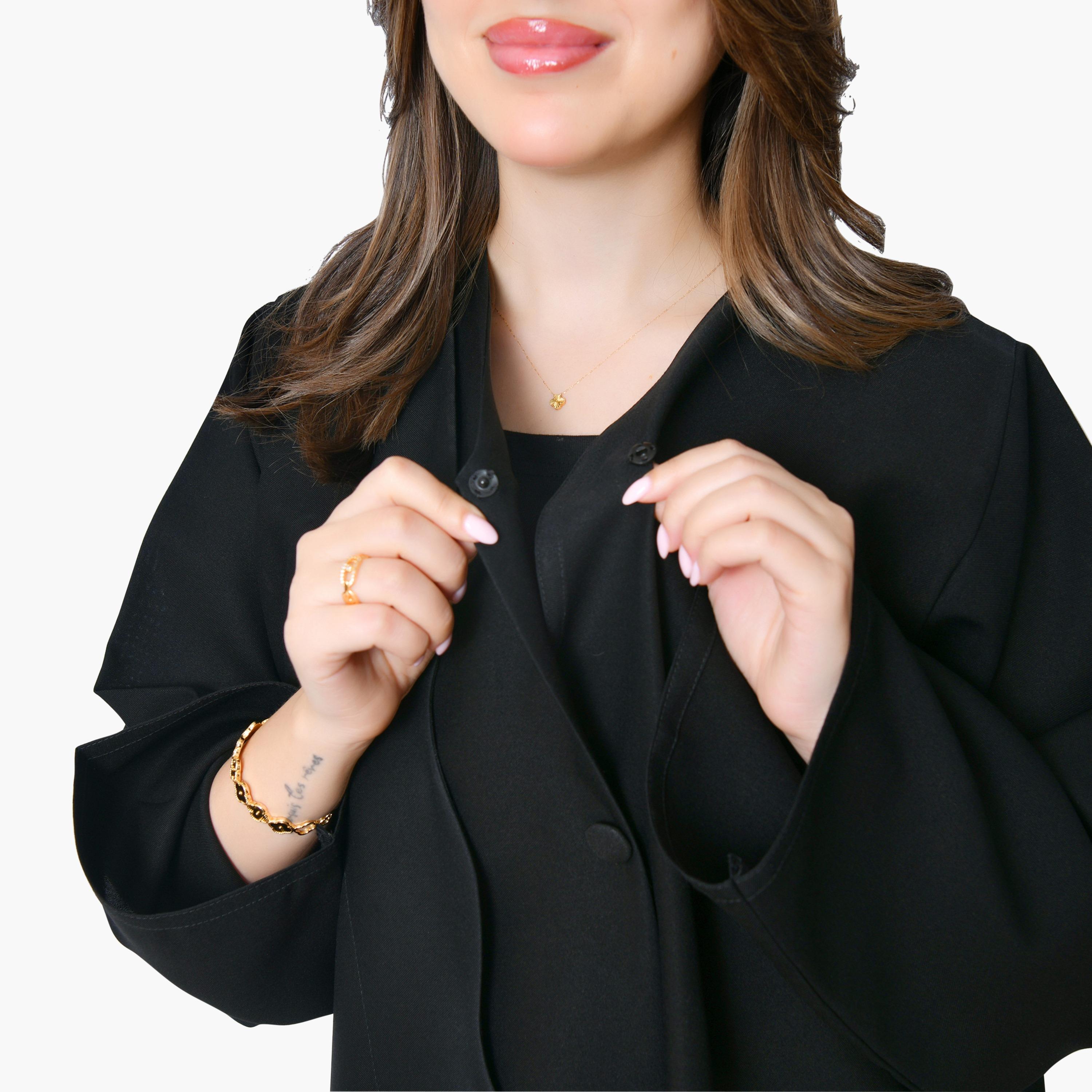 Oya Abaya Black Scalloped Linen Women's Abaya-women-arabicclothing-abayas-image-3