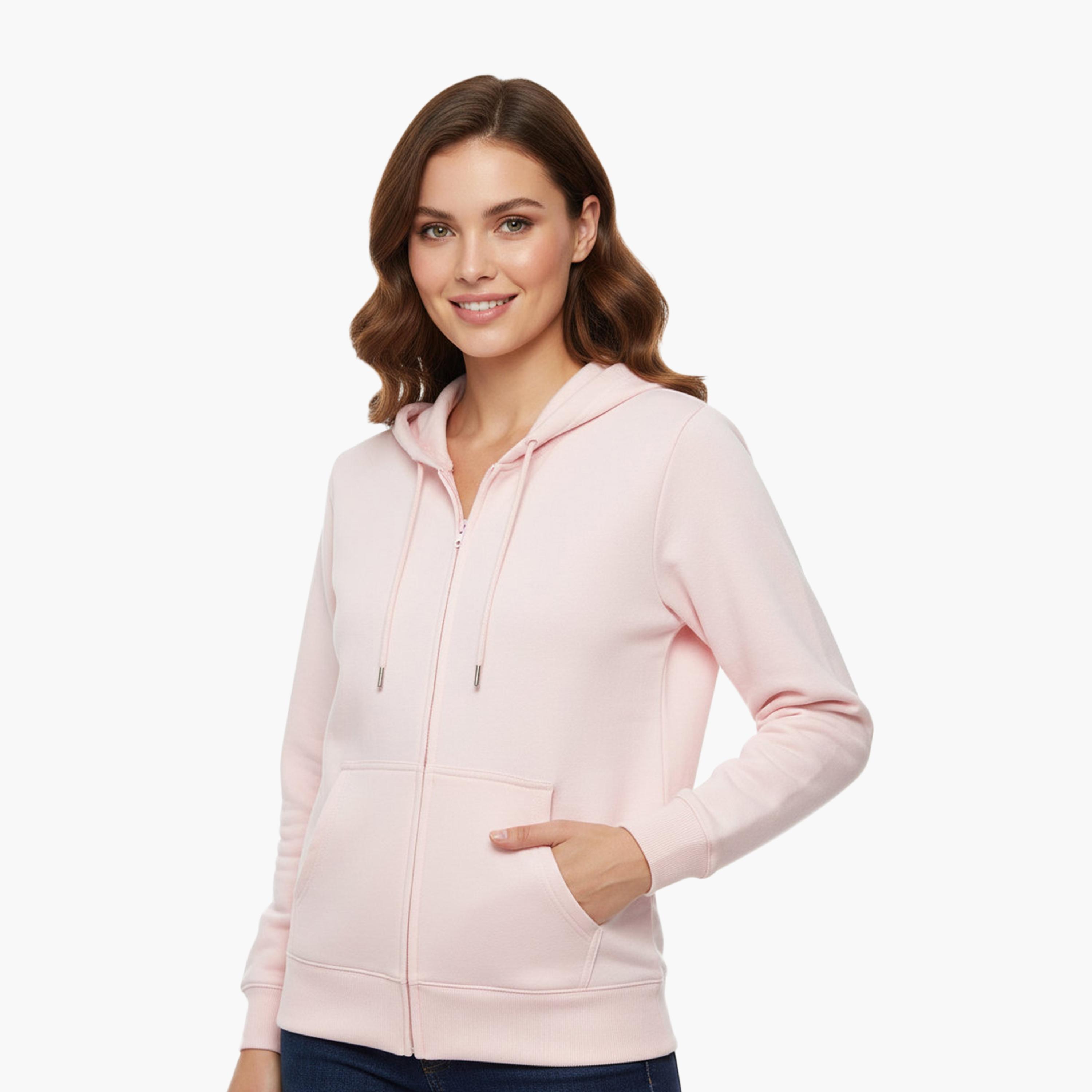 هودي نسائي سادة بسحاب وياقة بغطاء للرأس وأكمام طويلة من هانيس-women-clothing-hoodiesandsweatshirts-hoodies-image-6