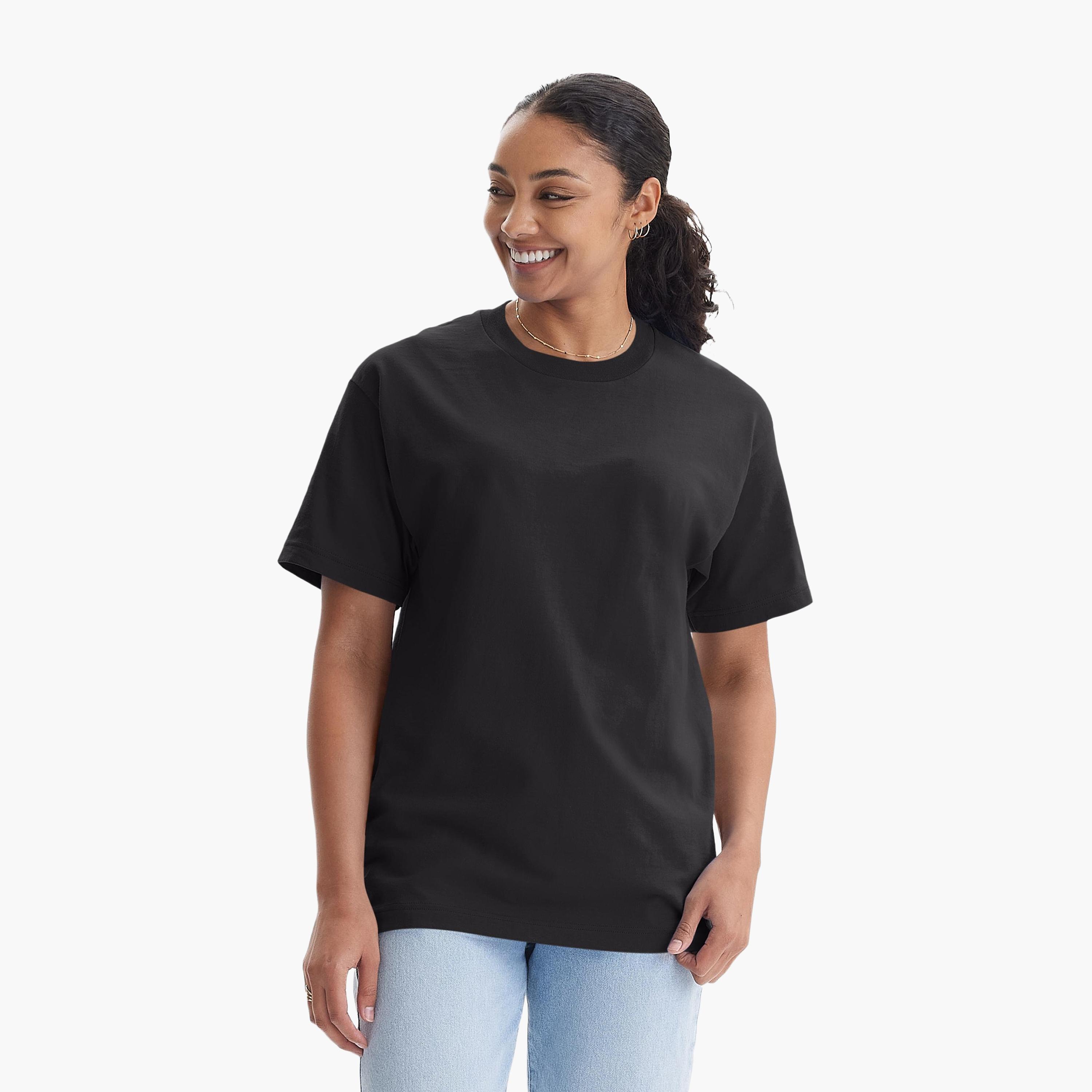 تيشيرت نسائي سادة بياقة مستديرة وأكمام قصيرة من هانيس-women-clothing-tshirts-image-1
