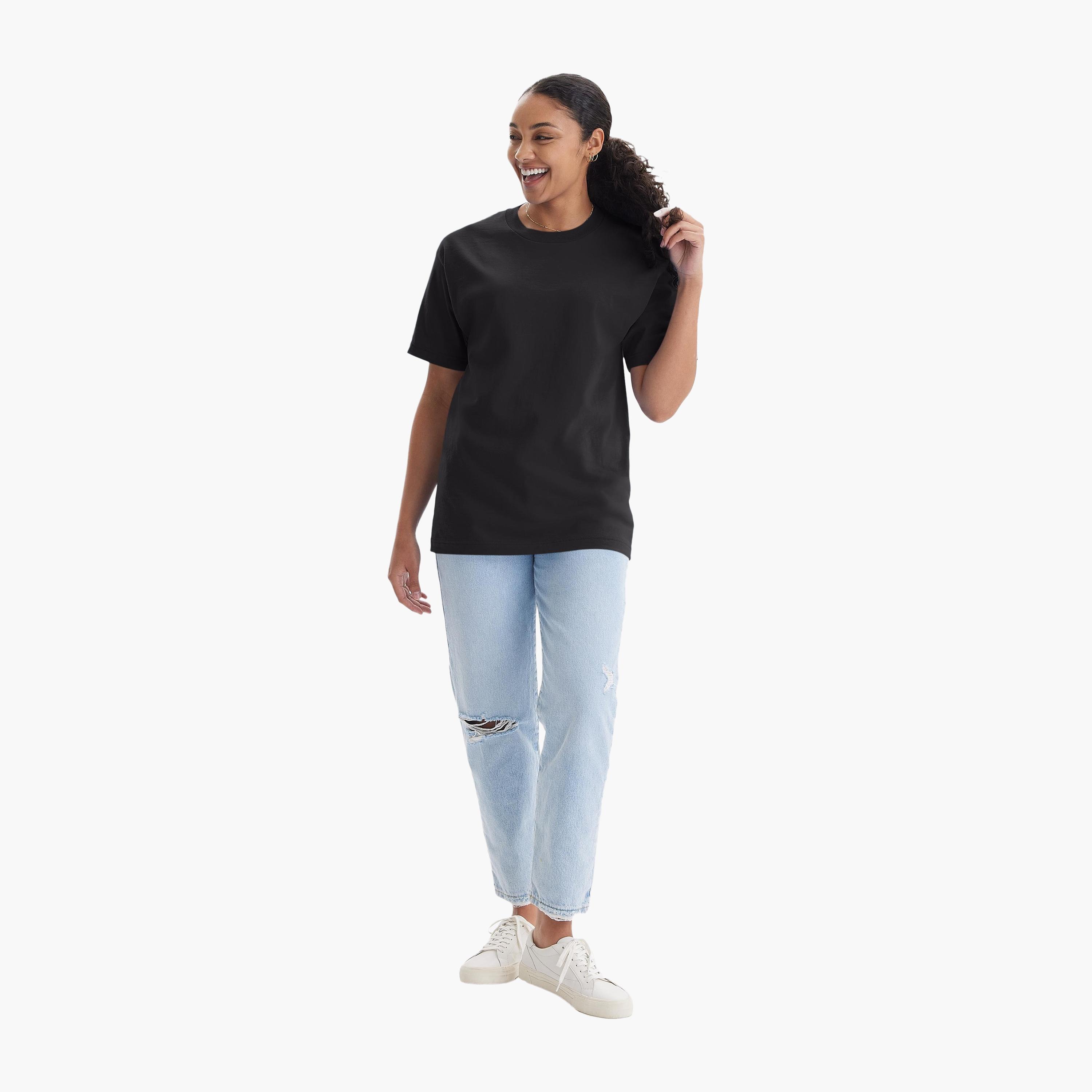 تيشيرت نسائي سادة بياقة مستديرة وأكمام قصيرة من هانيس-women-clothing-tshirts-image-2
