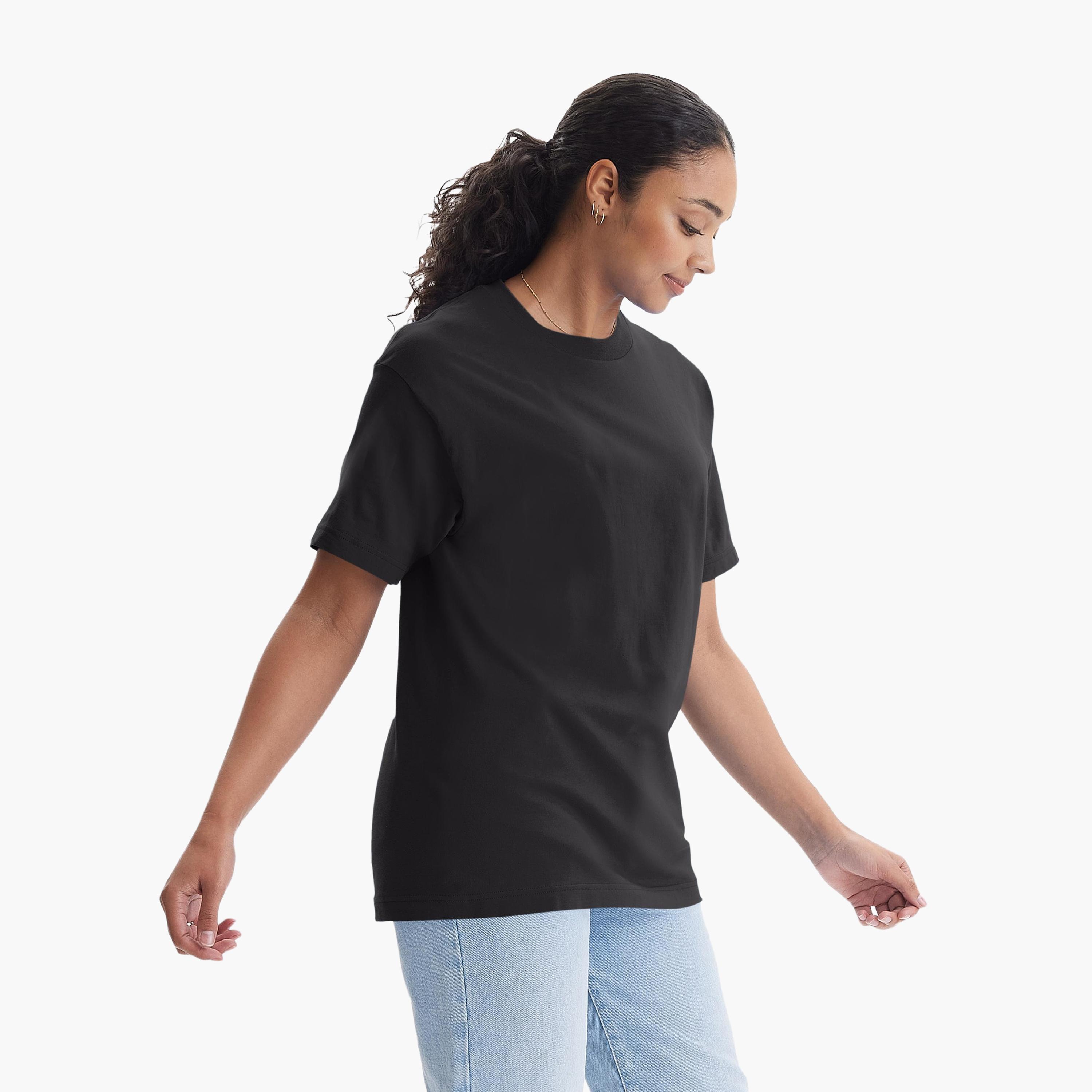 تيشيرت نسائي سادة بياقة مستديرة وأكمام قصيرة من هانيس-women-clothing-tshirts-image-3