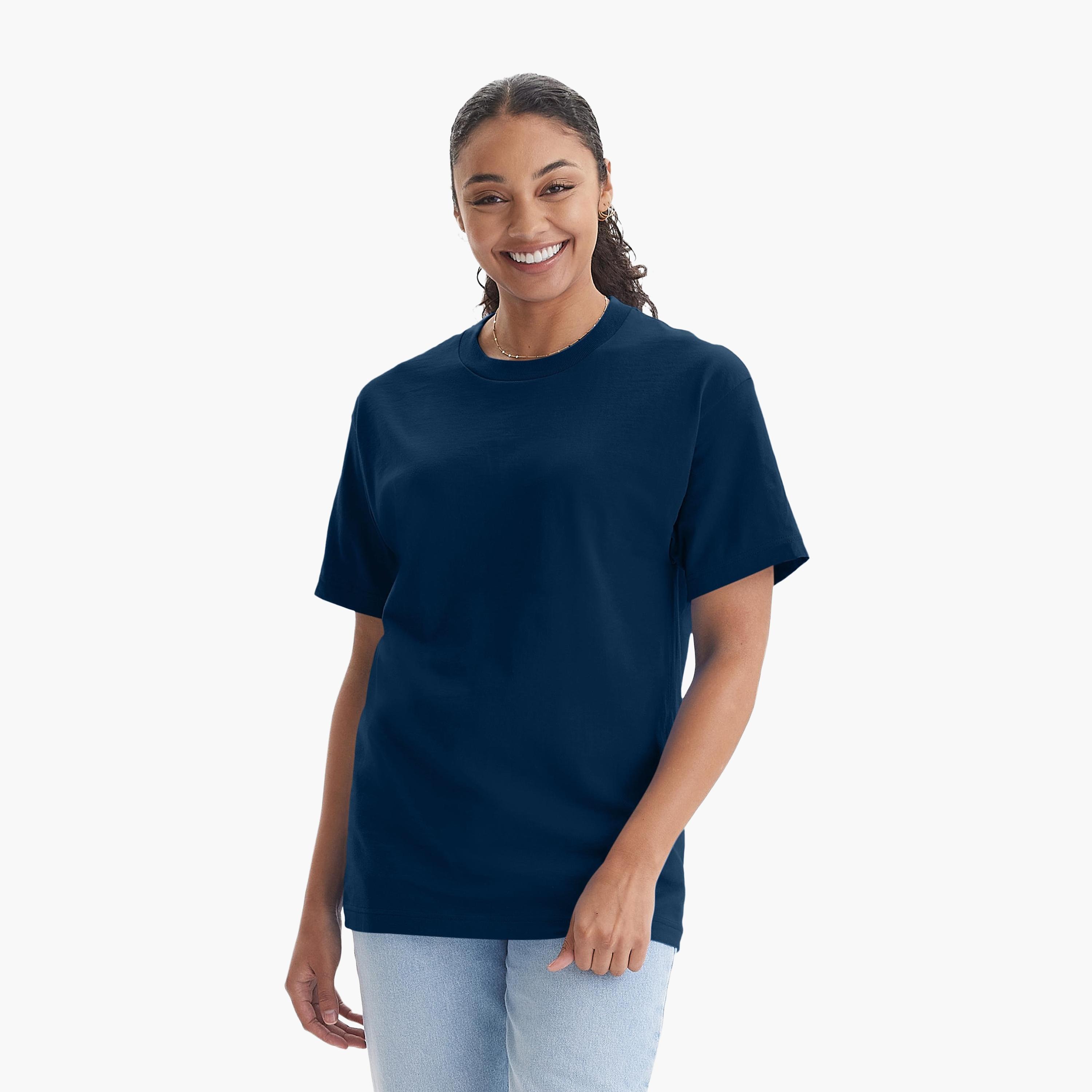 تيشيرت نسائي سادة بياقة مستديرة وأكمام قصيرة من هانيس-women-clothing-tshirts-image-9