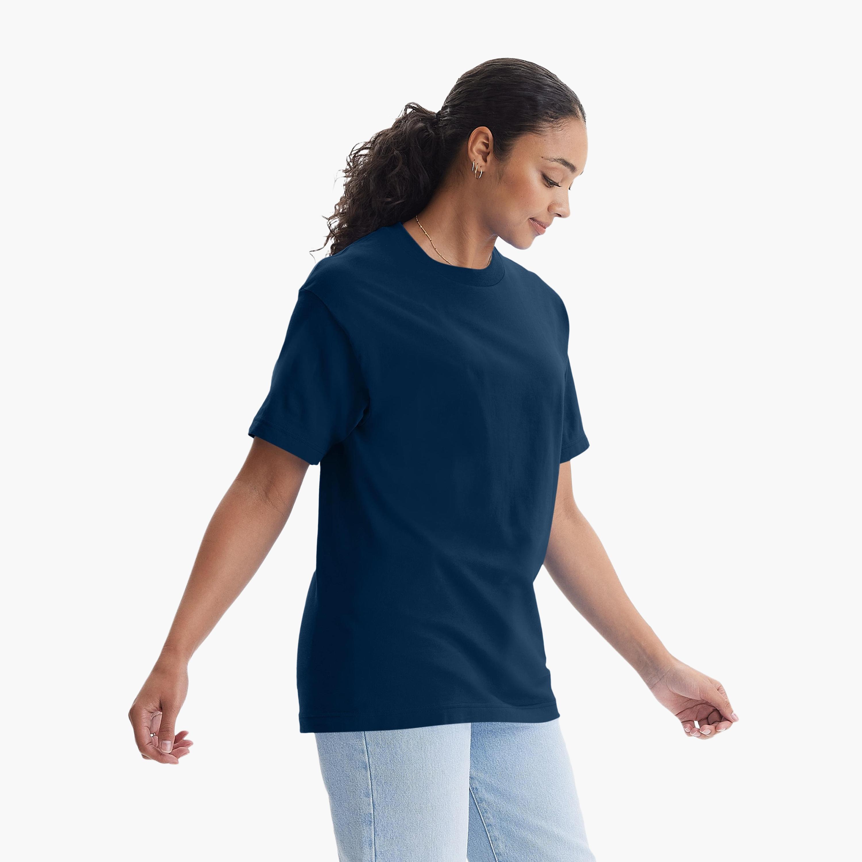 تيشيرت نسائي سادة بياقة مستديرة وأكمام قصيرة من هانيس-women-clothing-tshirts-image-10