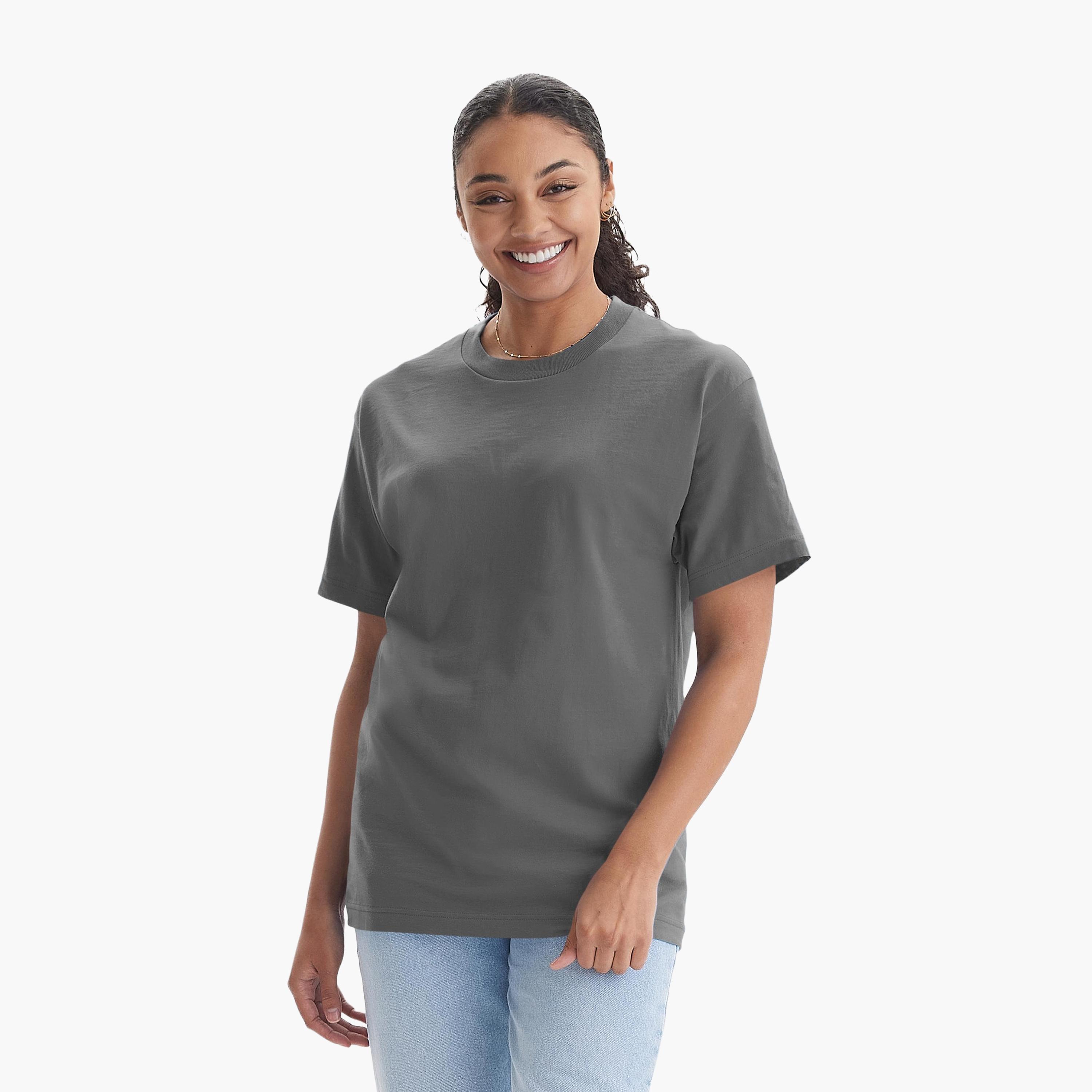 تيشيرت نسائي سادة بياقة مستديرة وأكمام قصيرة من هانيس-women-clothing-tshirts-image-5