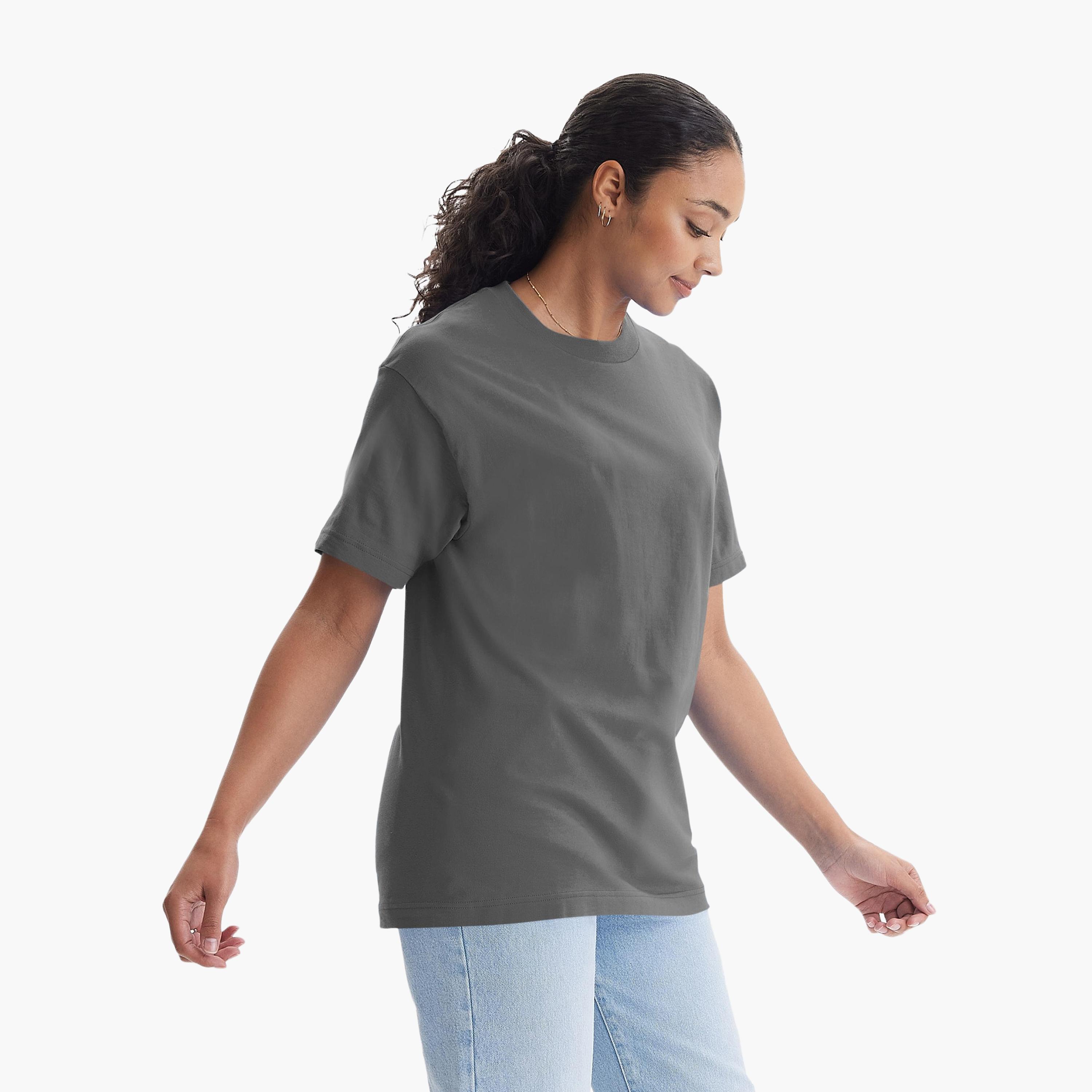 تيشيرت نسائي سادة بياقة مستديرة وأكمام قصيرة من هانيس-women-clothing-tshirts-image-6