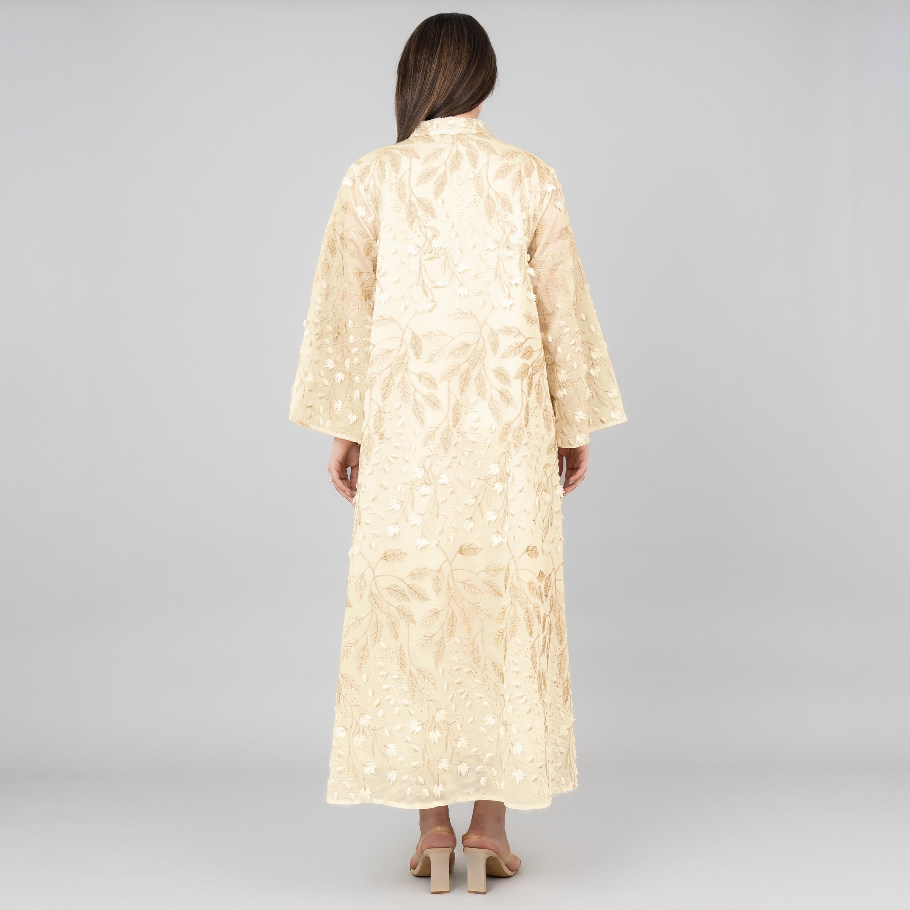 IKKXA Flared Sleeves Soft Petals Embroidered Women's Jalabiya-women-arabicclothing-jalabiyas-image-4