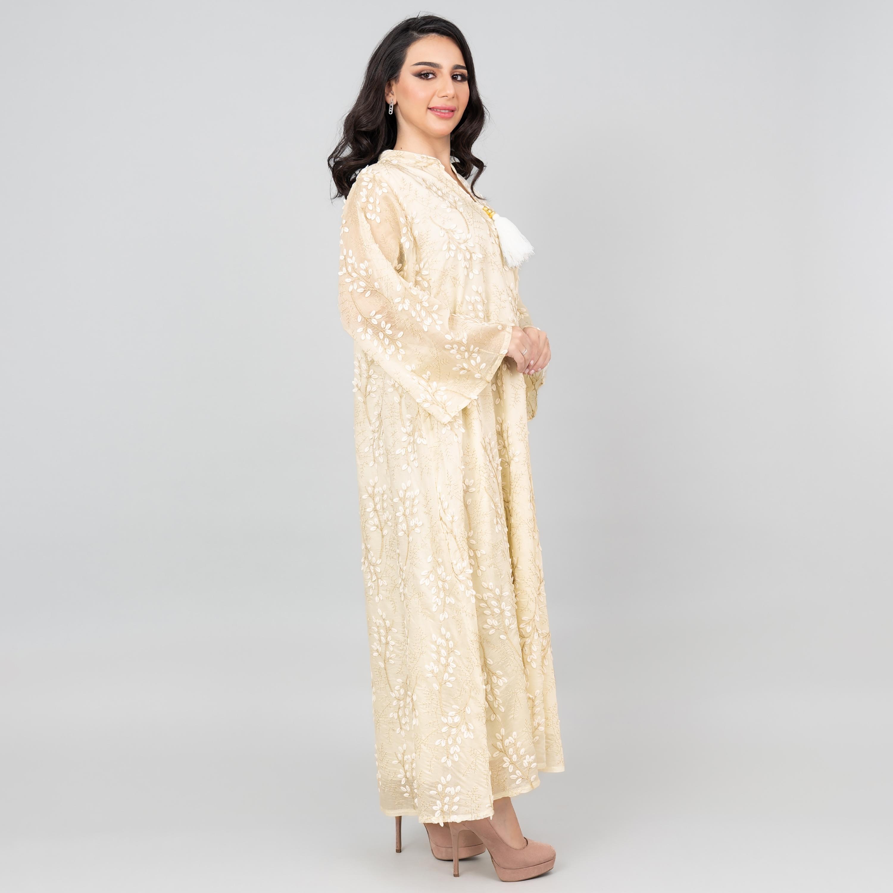 جلابية نسائية مطرزة بنقشة بتلات الزهور بأكمام واسعة من إككسا-women-arabicclothing-jalabiyas-image-3