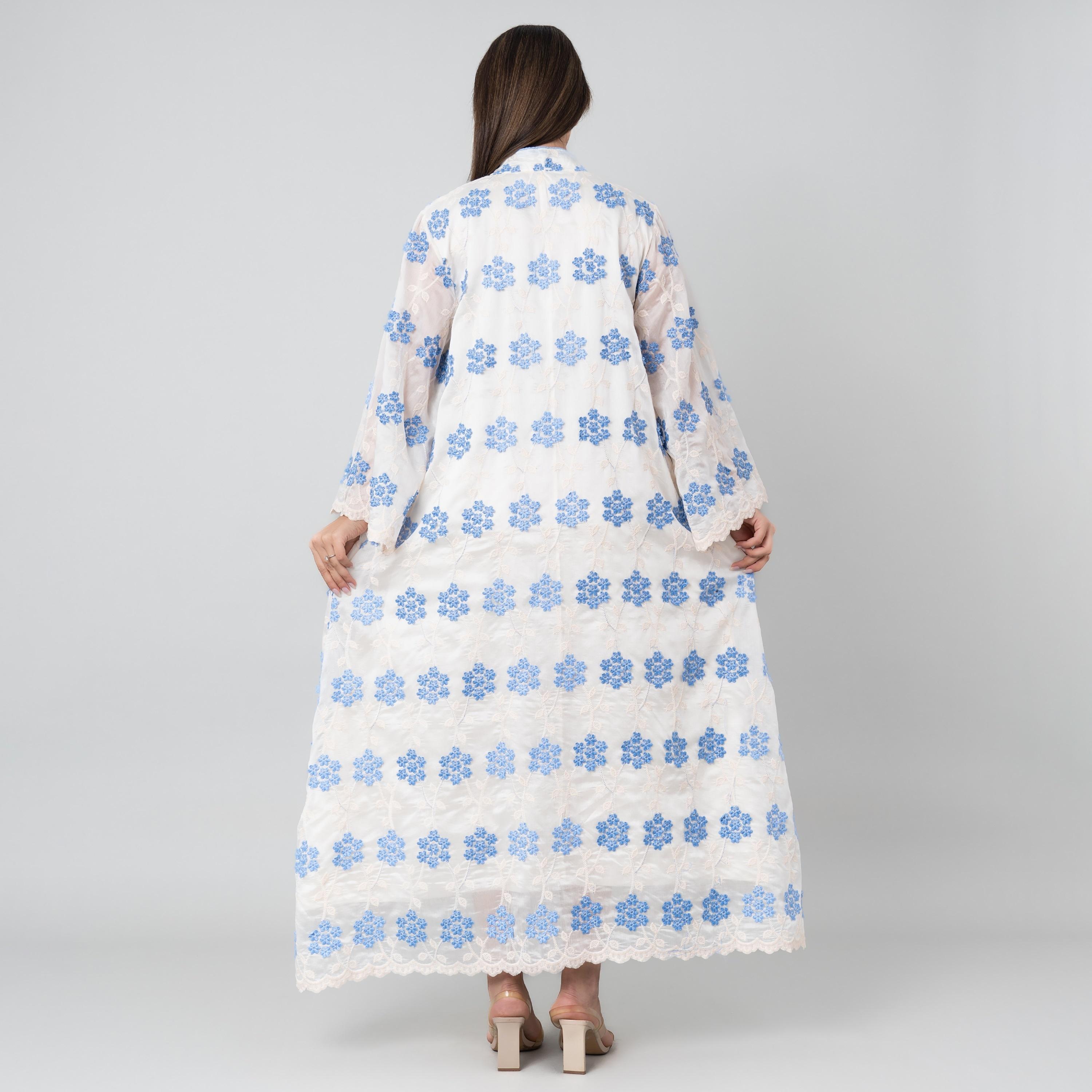 جلابية نسائية بأكمام واسعة ومطرزة بنقشة زهور من إككسا-women-arabicclothing-jalabiyas-image-4