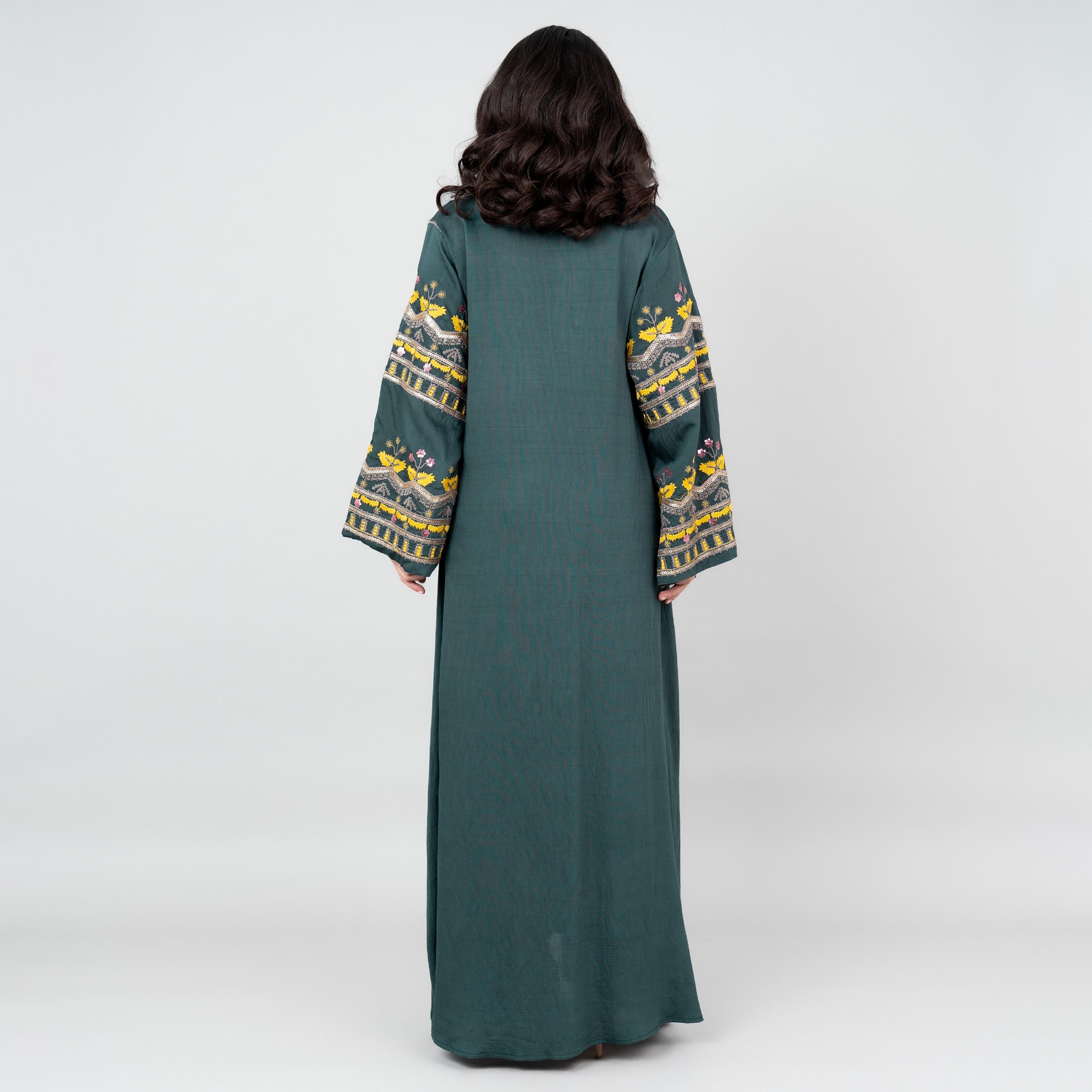 IKKXA Mandarin Collar Embroidered and Sequins Women's Jalabiya-women-arabicclothing-jalabiyas-image-4