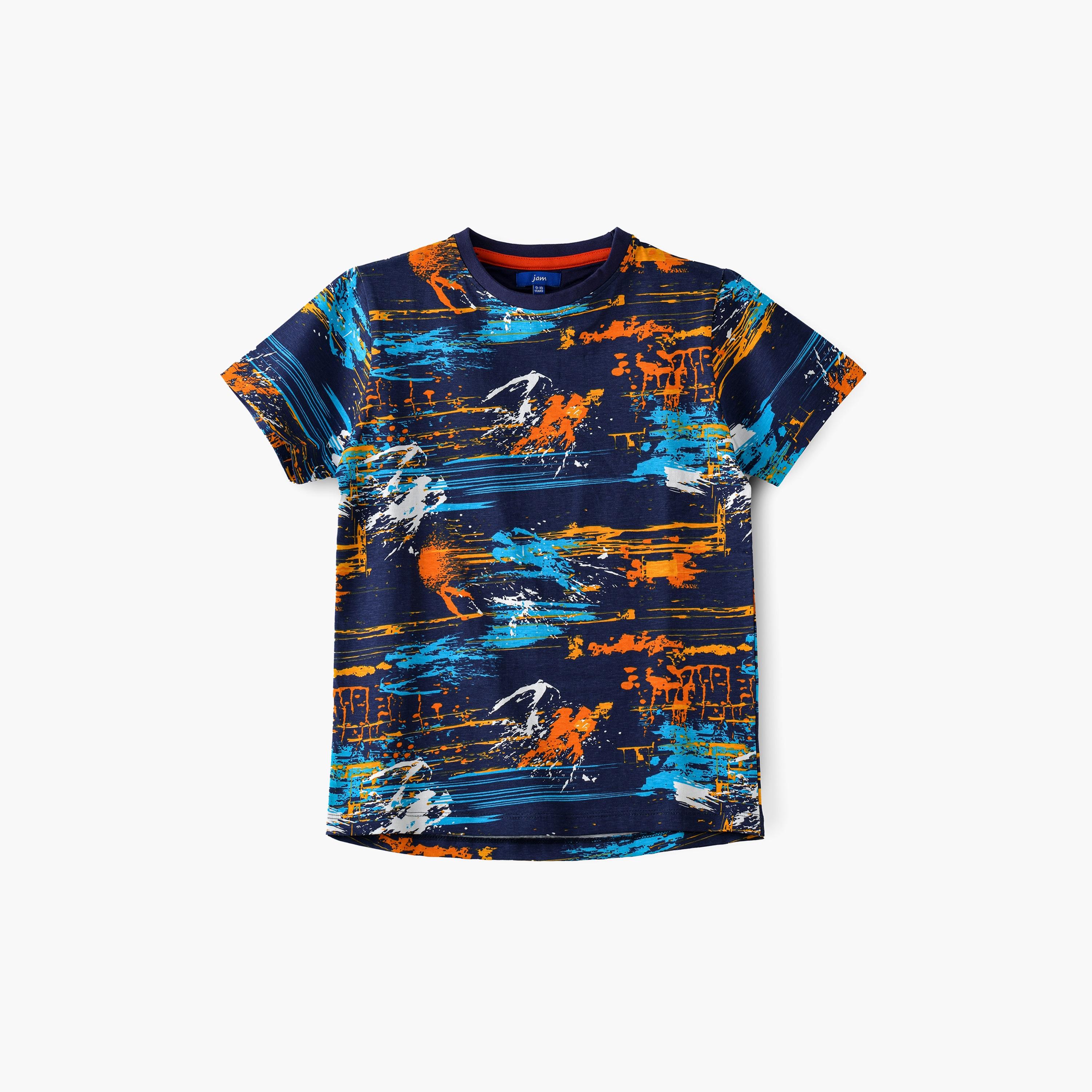 تيشيرت بأكمام قصيرة مطبوع من يونيك كيدز-boys-clothing-tshirtsandpolos-image-1