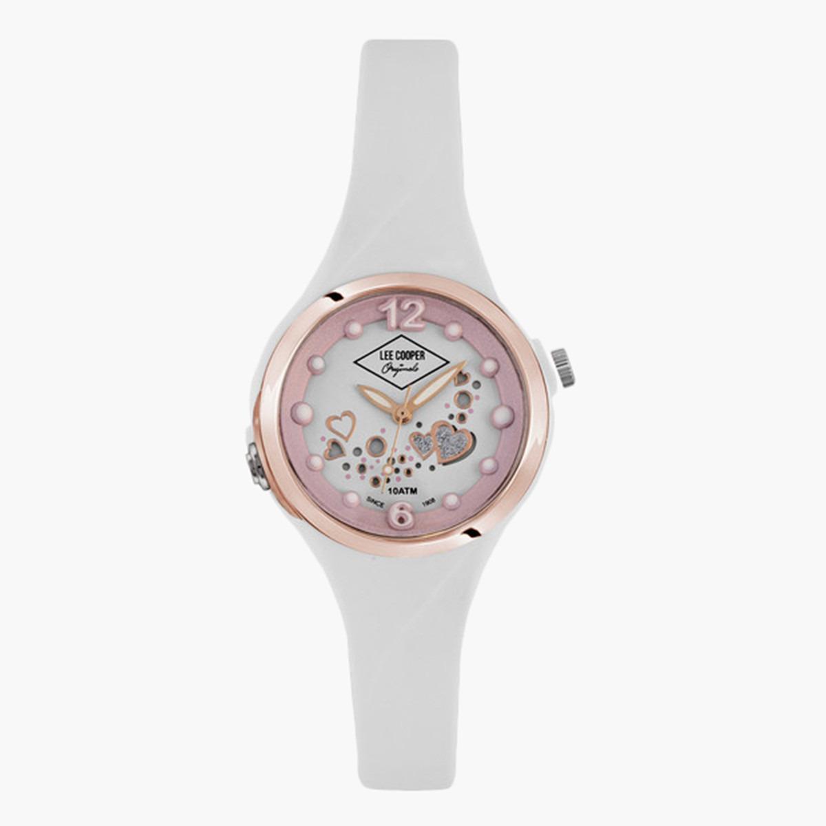 ساعة تناظرية رقميّة بقرص أبيض للنساء من لي كوبر أوريجينالز - ORG05200.533-women-watchesandjewellery-watches-image-1