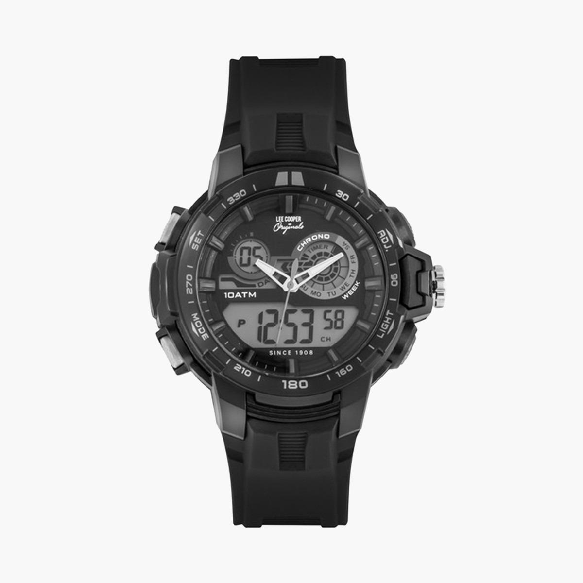 ساعة تناظرية رقميّة بقرص أسود للرجال من لي كوبر أوريجينالز ORG05403.621-men-watchesandjewellery-watches-image-1
