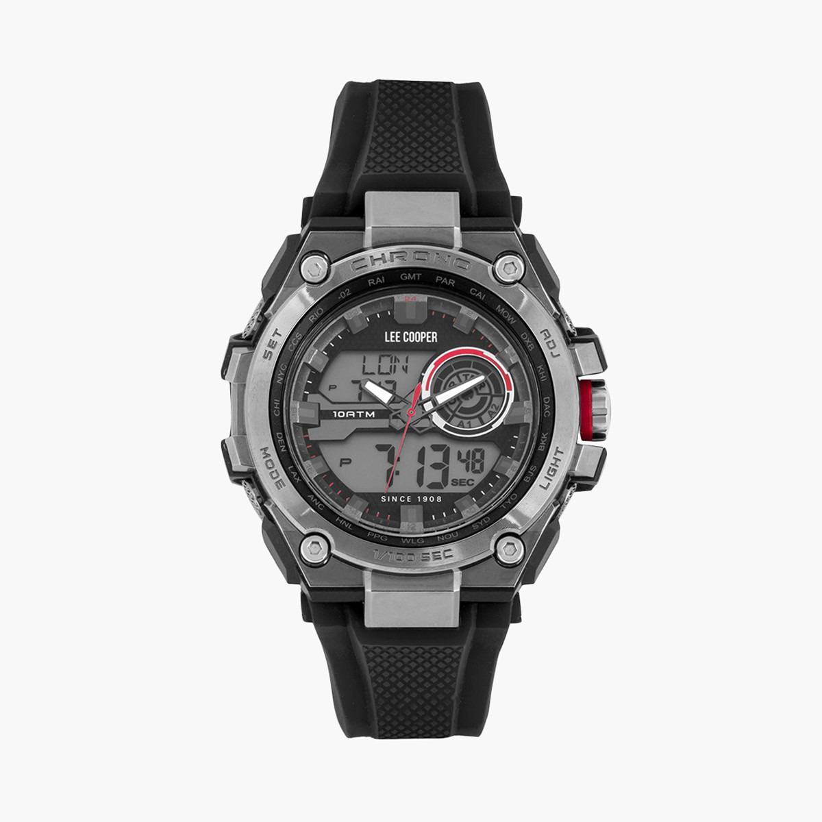 ساعة تناظرية رقميّة بقرص أسود للرجال من لي كوبر أوريجينالز ORG05404.021-men-watchesandjewellery-watches-image-1