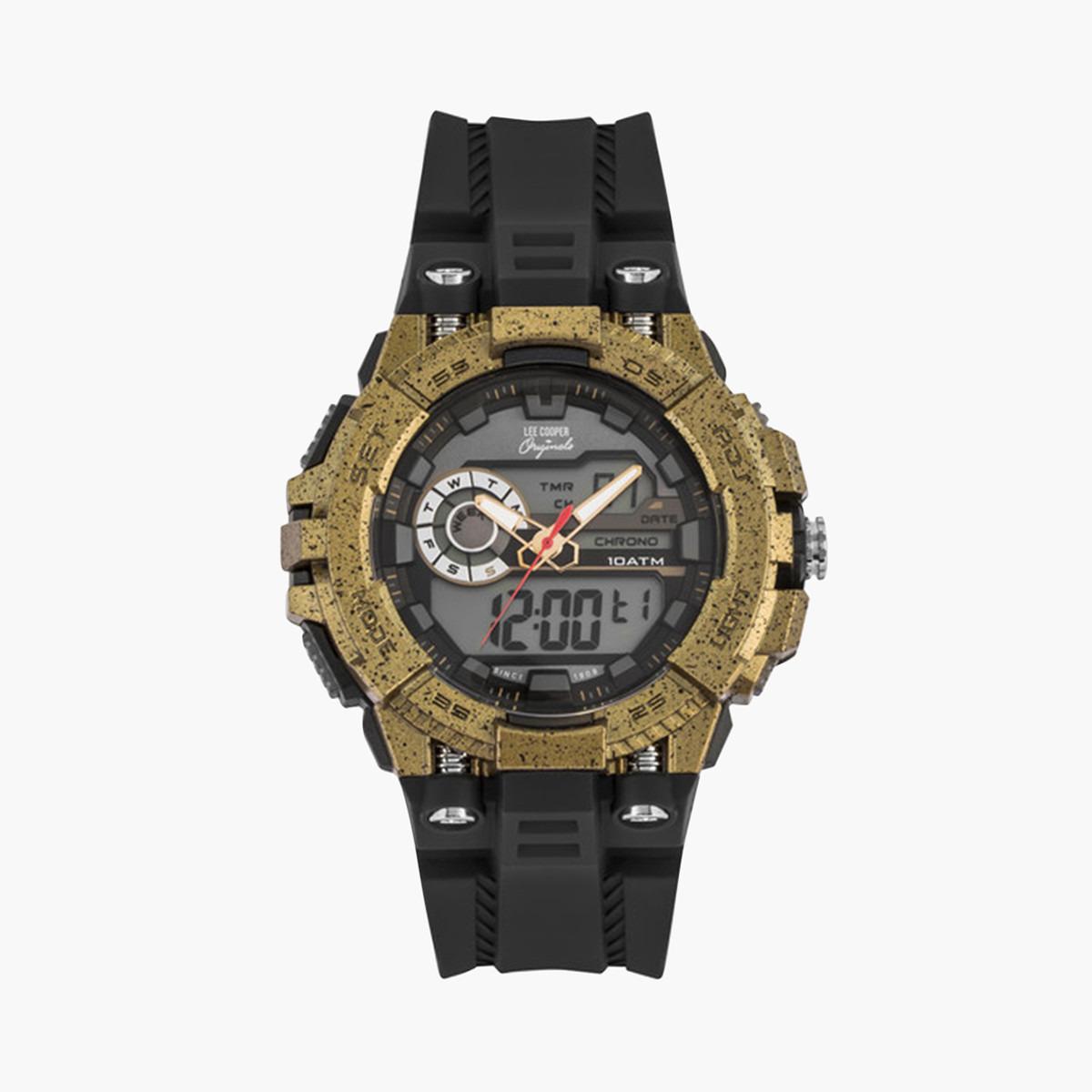 ساعة تناظرية رقميّة بقرص رمادي للرجال من لي كوبر أوريجينالز ORG05407.821-men-watchesandjewellery-watches-image-1