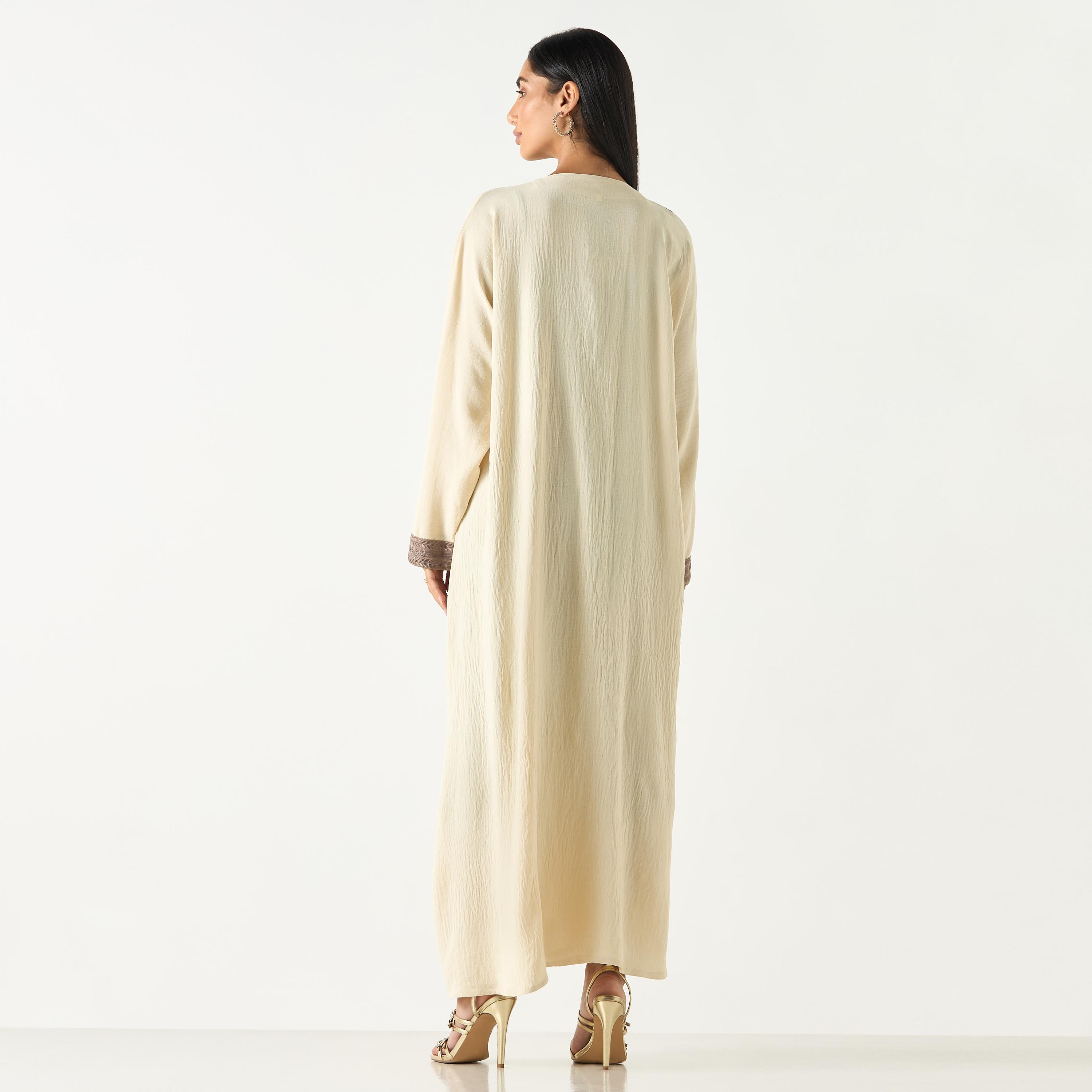 Hadiyath Al Madinah Embroidered V-neck Abaya-women-arabicclothing-abayas-image-5
