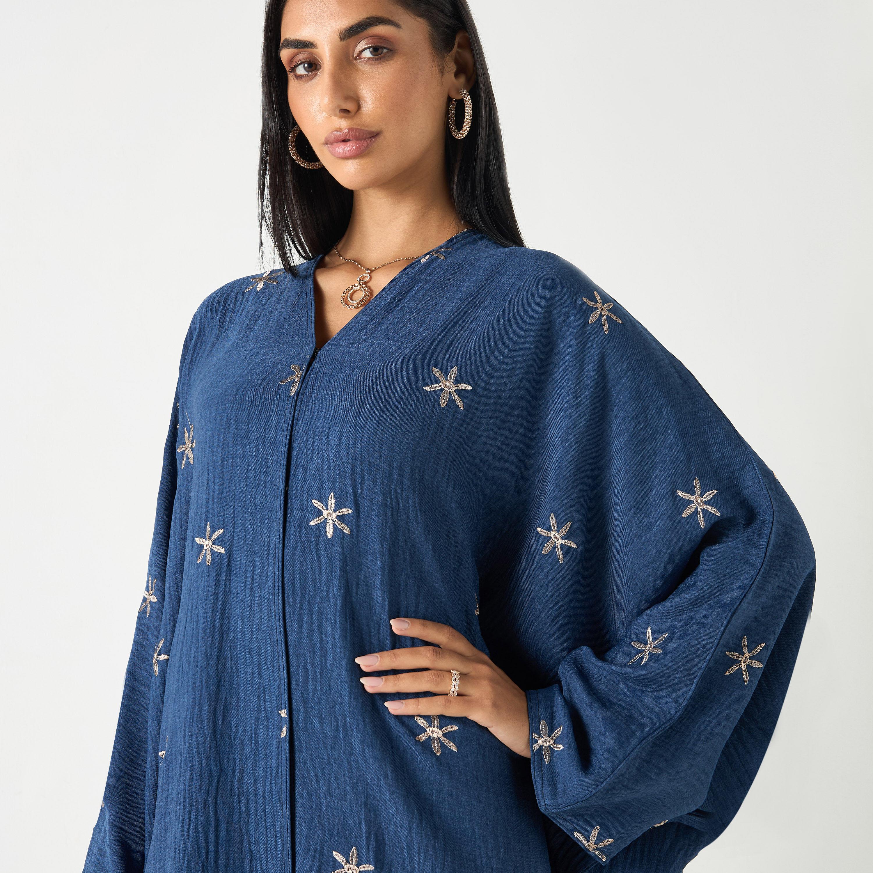 عباية مطرّزة بالكامل بياقة V وحجاب من حديث المدينة-women-arabicclothing-abayas-image-3