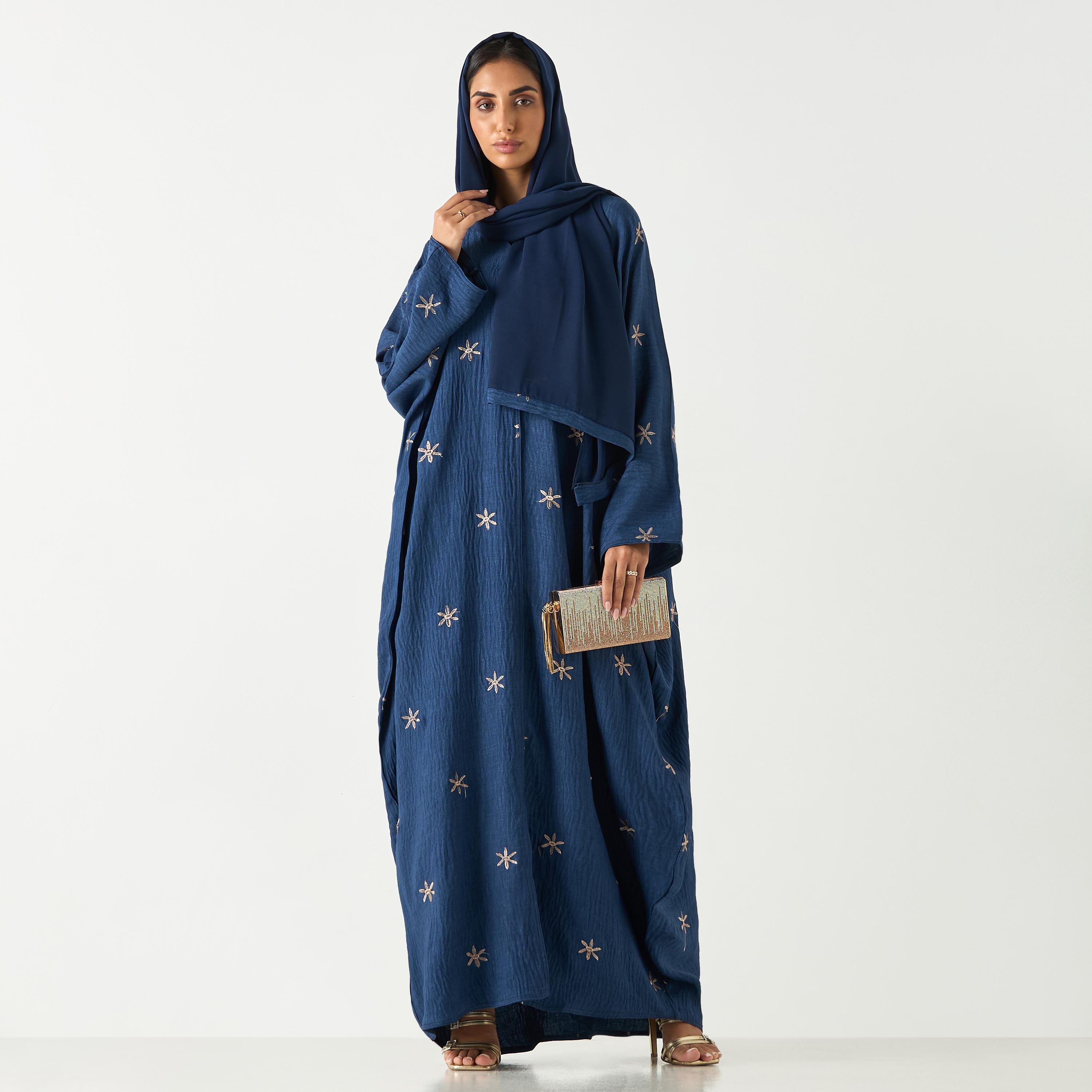 عباية مطرّزة بالكامل بياقة V وحجاب من حديث المدينة-women-arabicclothing-abayas-image-4