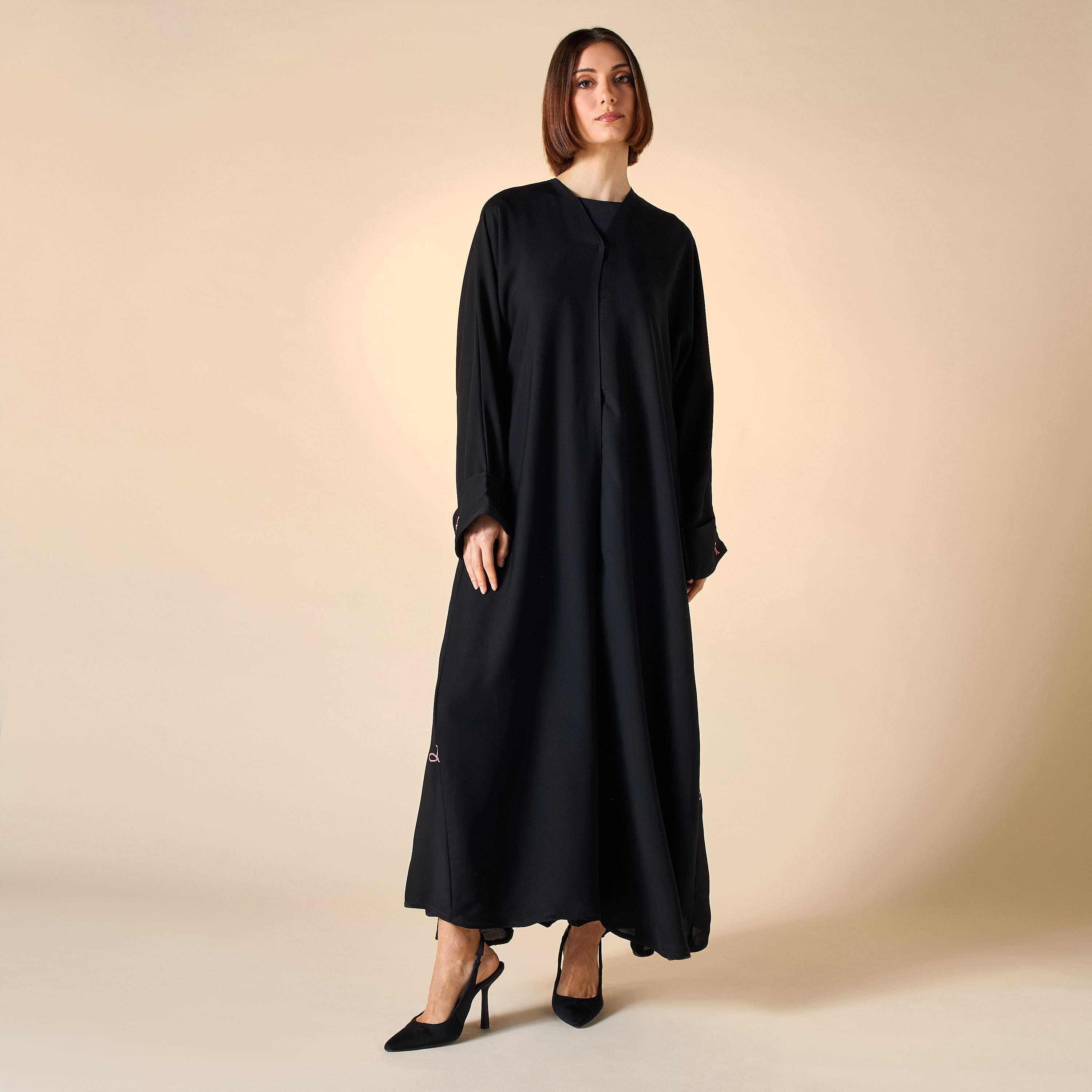 Hadiyath Al Madinah Embroidered Abaya with Hijab-women-arabicclothing-abayas-image-1