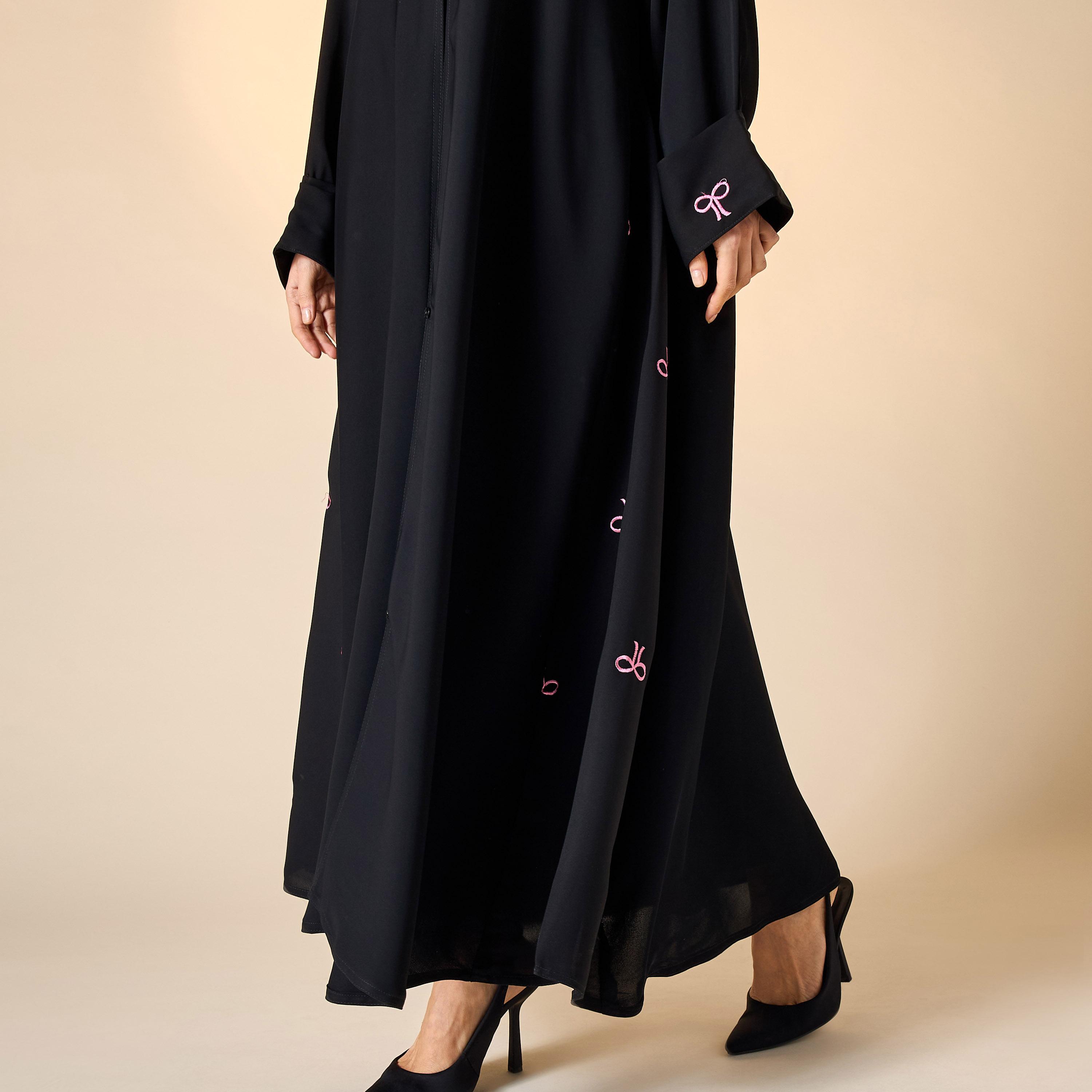 Hadiyath Al Madinah Embroidered Abaya with Hijab-women-arabicclothing-abayas-image-3