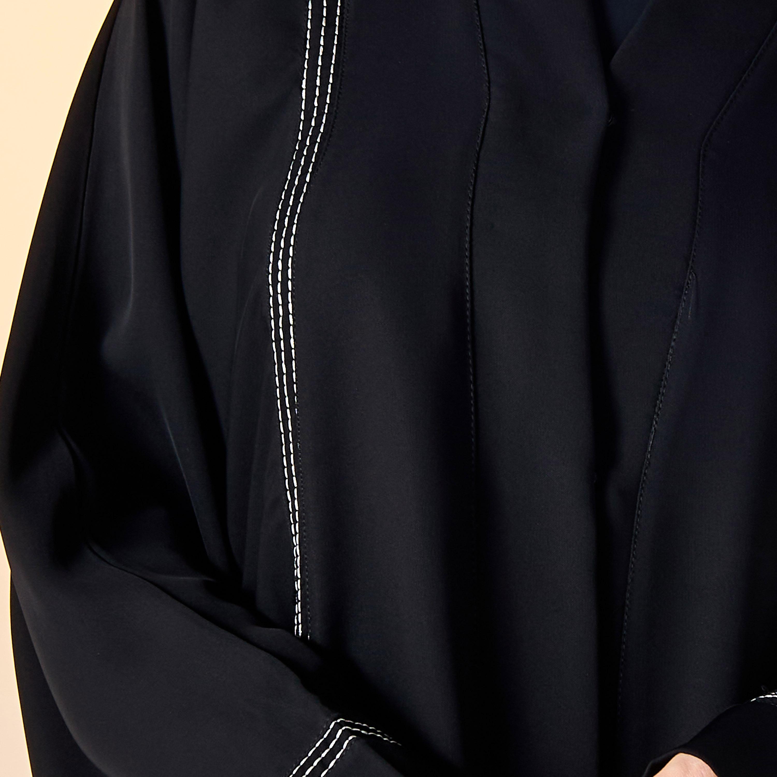 Hadiyath Al Madinah Embroidered Abaya with Hijab-women-arabicclothing-abayas-image-6