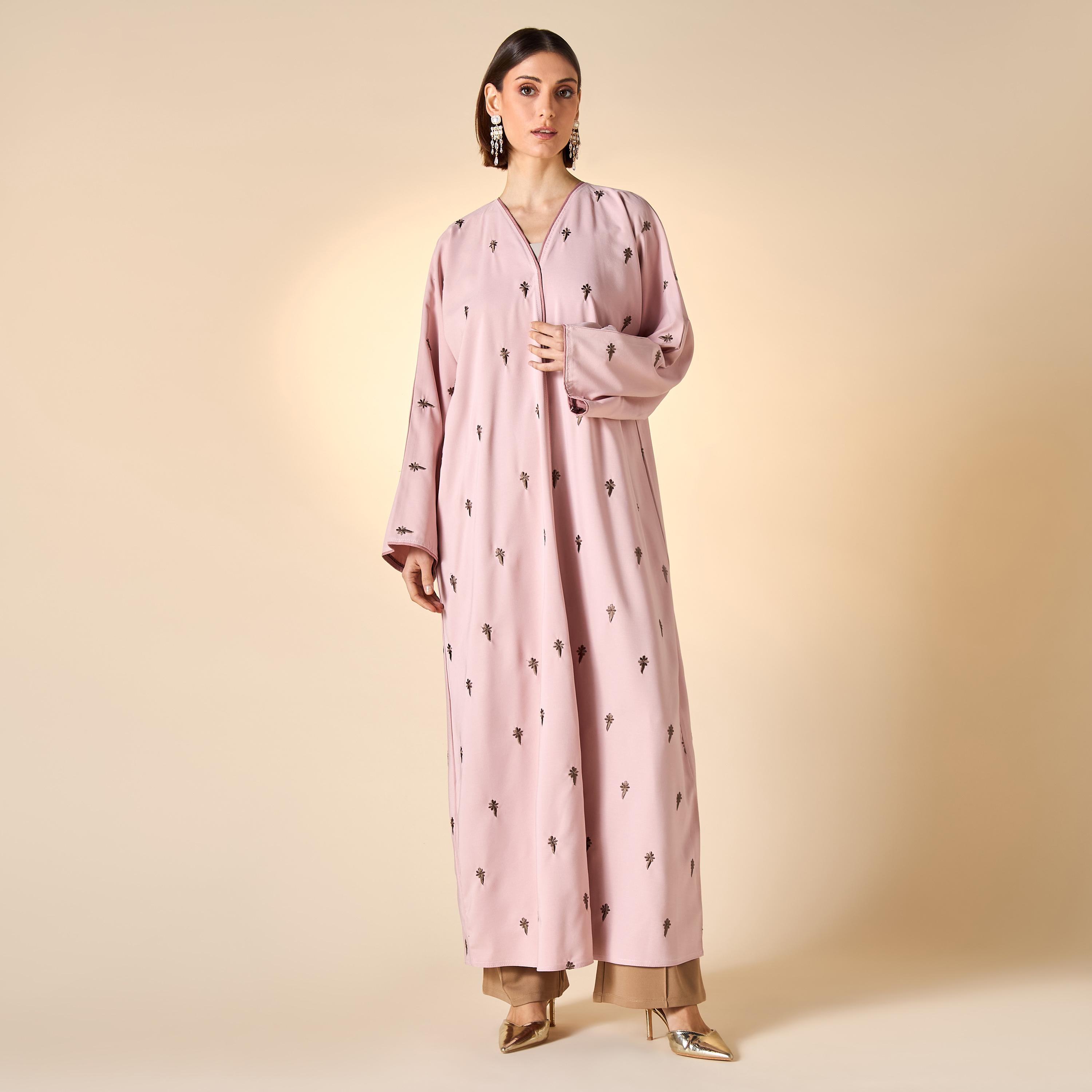 Hadiyath Al Madinah Embroidered Abaya with Hijab-women-arabicclothing-abayas-image-1